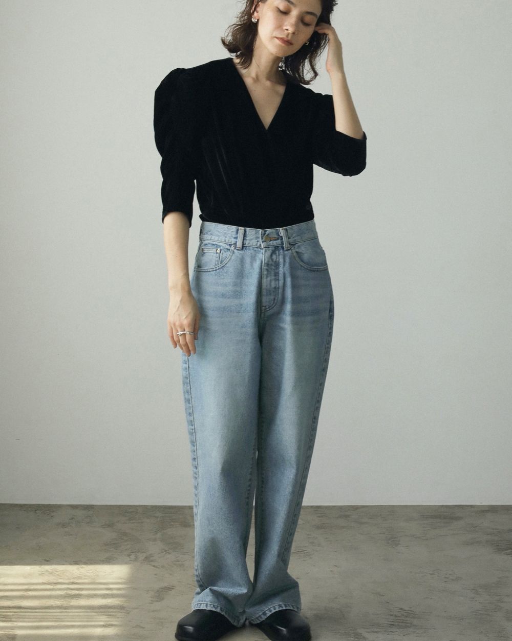 Bleach Denim Bleach Denim,パンツ,ボトムス,デニム,ハイウエスト,ワイド,ストレート,脚長効果,62421401,秋冬,anuke,アンヌーク,lifes,ライフズ