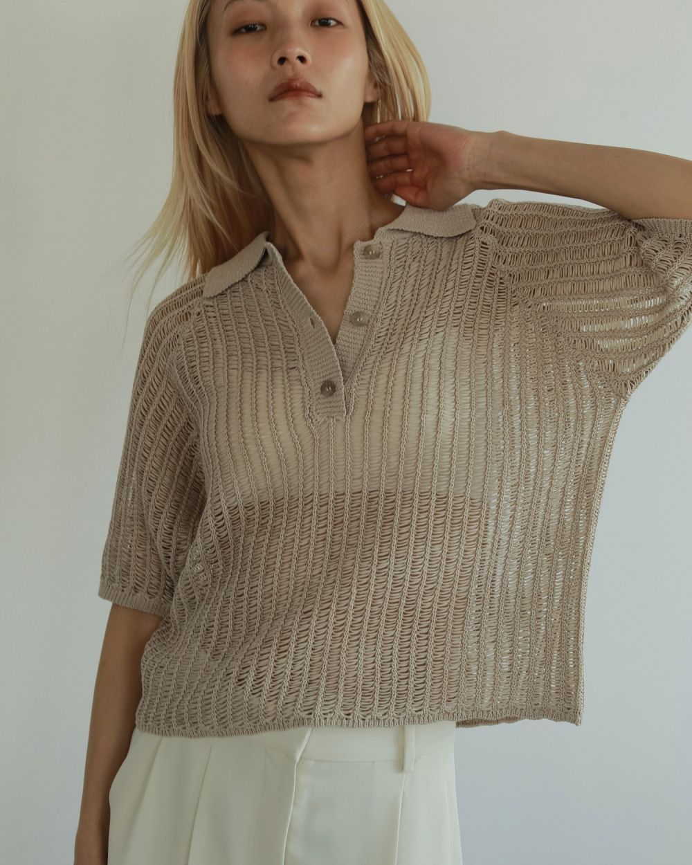Mesh Polo Knit Mesh Polo Knit,メッシュ ポロ ニット,62510525,トップス,ニット,ポロシャツ,メッシュニット,ànuke,アンヌーク,lifes,ライフズ,25ss