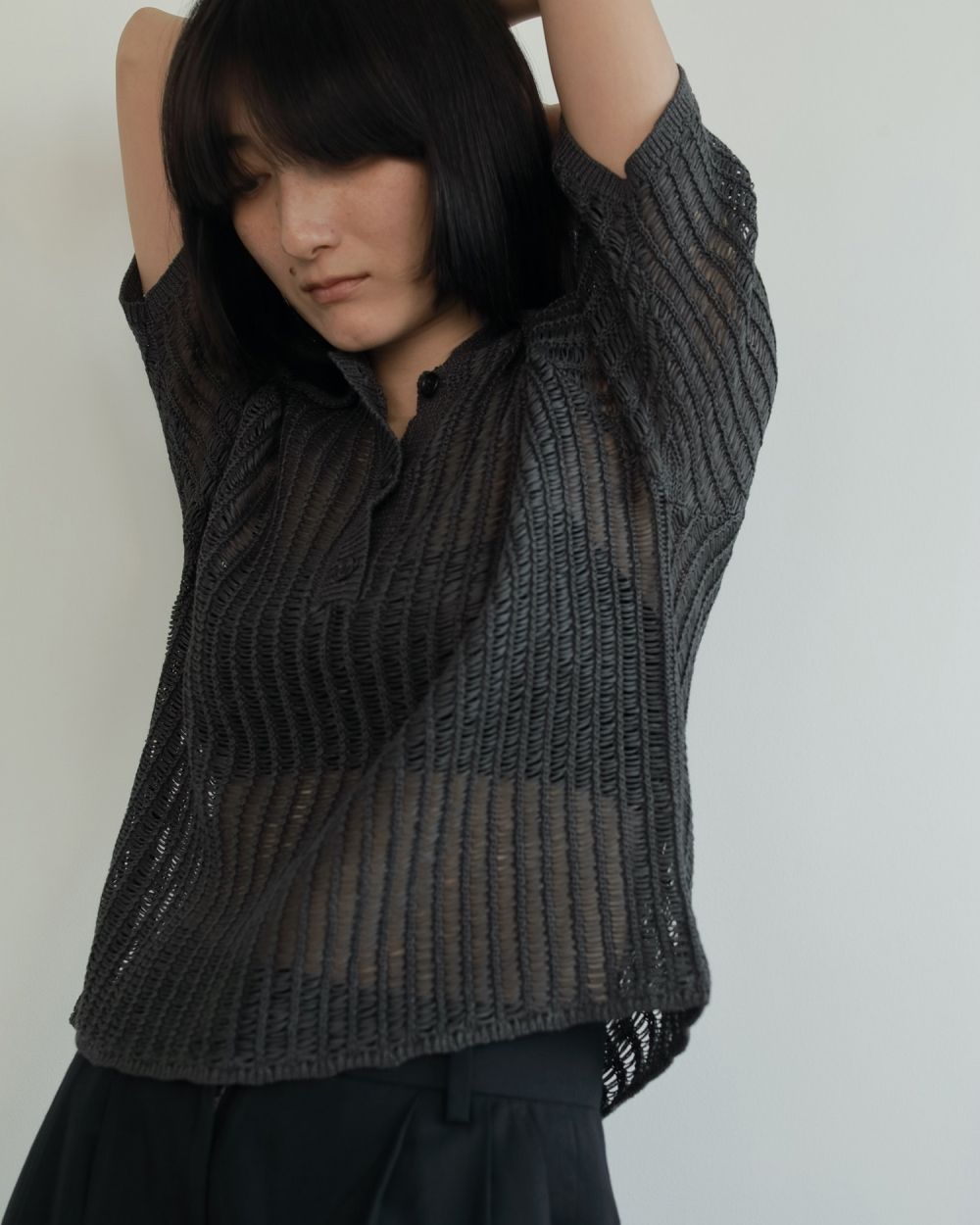 Mesh Polo Knit Mesh Polo Knit,メッシュ ポロ ニット,62510525,トップス,ニット,ポロシャツ,メッシュニット,ànuke,アンヌーク,lifes,ライフズ,25ss