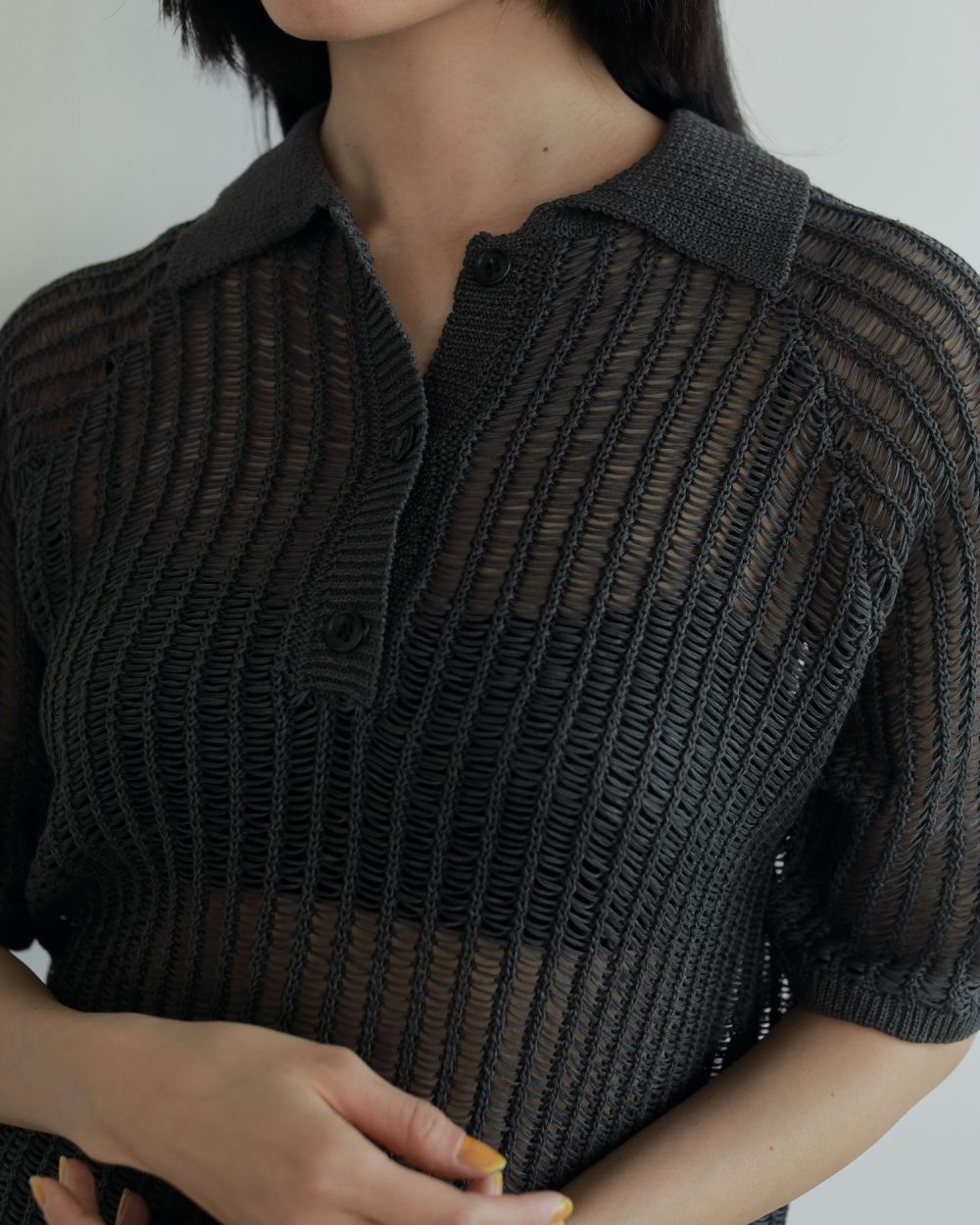 Mesh Polo Knit Mesh Polo Knit,メッシュ ポロ ニット,62510525,トップス,ニット,ポロシャツ,メッシュニット,ànuke,アンヌーク,lifes,ライフズ,25ss