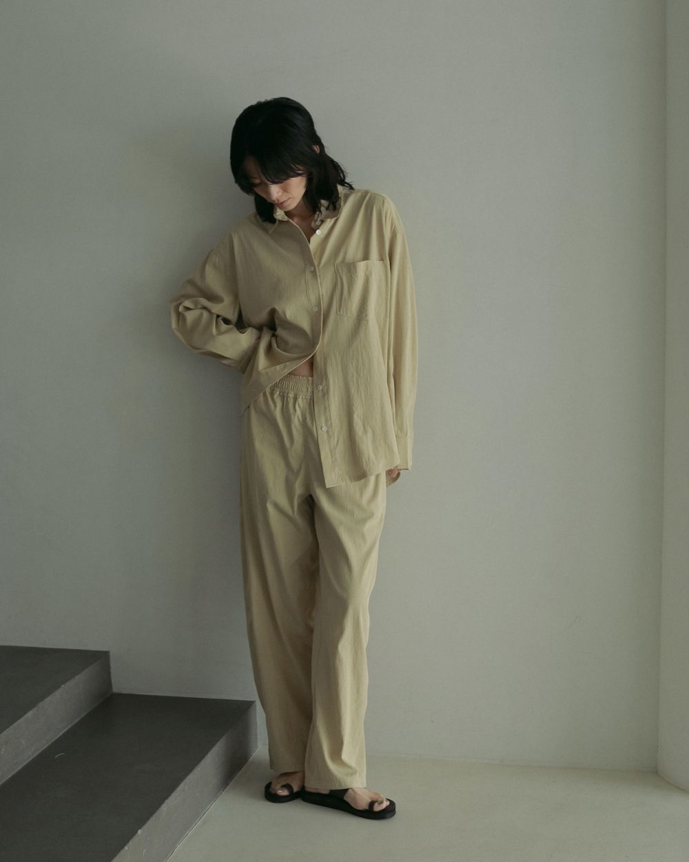 Chambray Rough Pants Chambray Rough Pants,シャンブレーラフパンツ,62510710,パンツ,ボトムス,ウエストゴム,ànuke,トアンヌーク,lifes,ライフズ,25ss