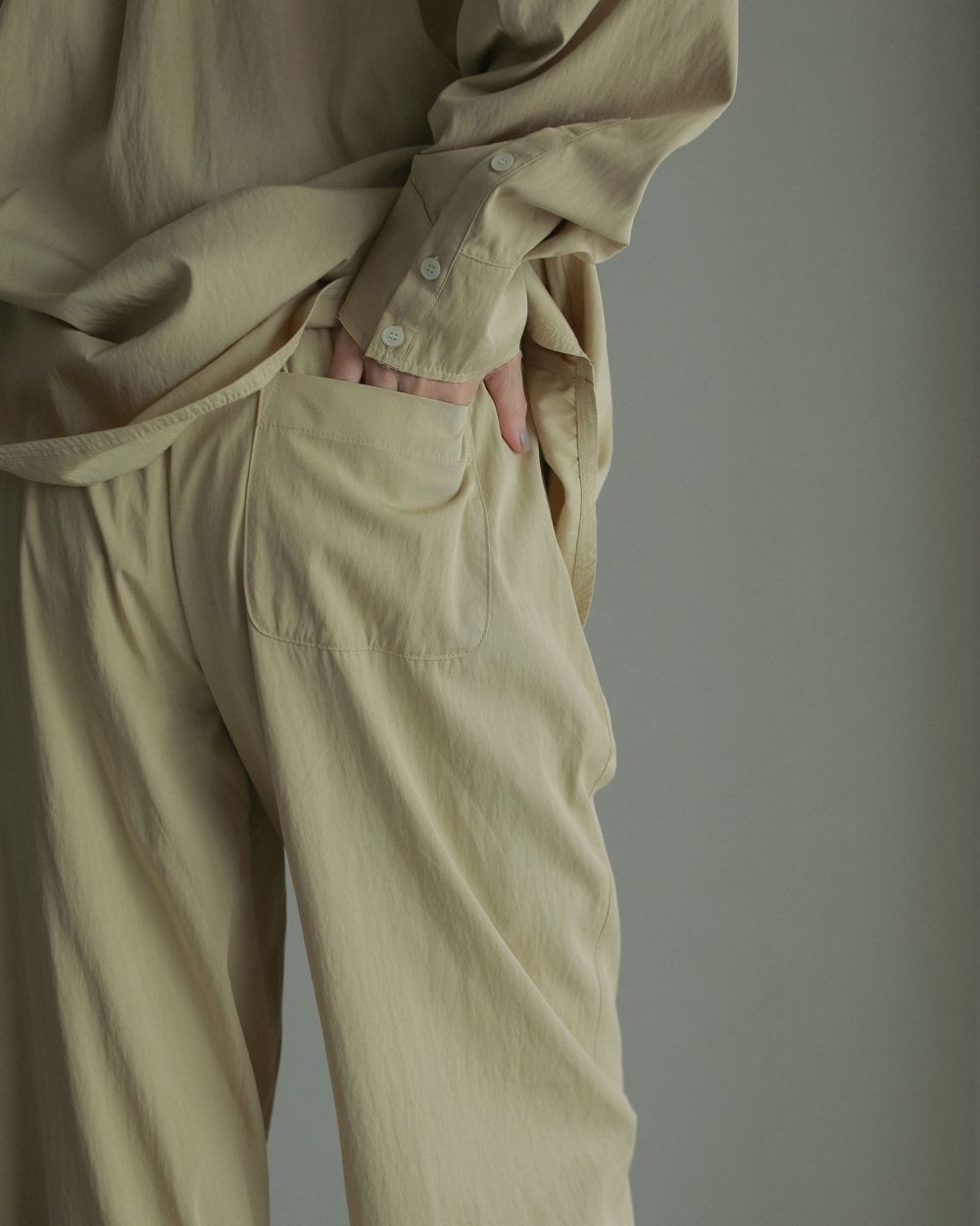 Chambray Rough Pants Chambray Rough Pants,シャンブレーラフパンツ,62510710,パンツ,ボトムス,ウエストゴム,ànuke,トアンヌーク,lifes,ライフズ,25ss