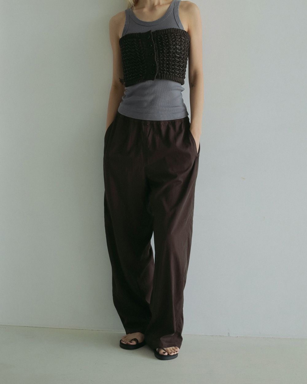 Chambray Rough Pants Chambray Rough Pants,シャンブレーラフパンツ,62510710,パンツ,ボトムス,ウエストゴム,ànuke,トアンヌーク,lifes,ライフズ,25ss