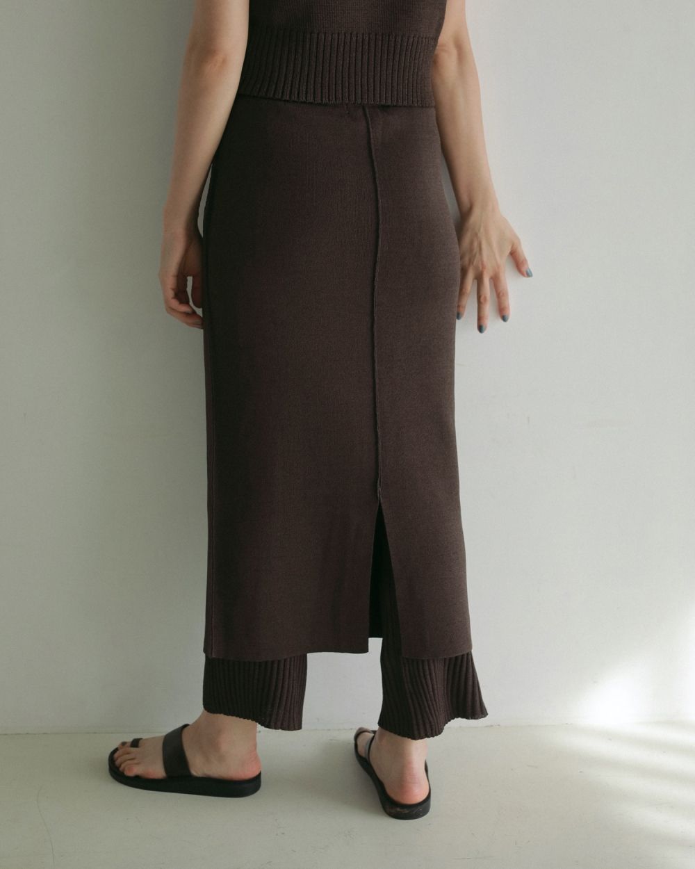 Mixknit Skirt Pants Mixknit Skirt Pants,ミックスニットスカートパンツ,62510712,パンツ,ボトムス,ニットパンツ,ニットスカート,レイヤード,ànuke,トアンヌーク,lifes,ライフズ,25ss