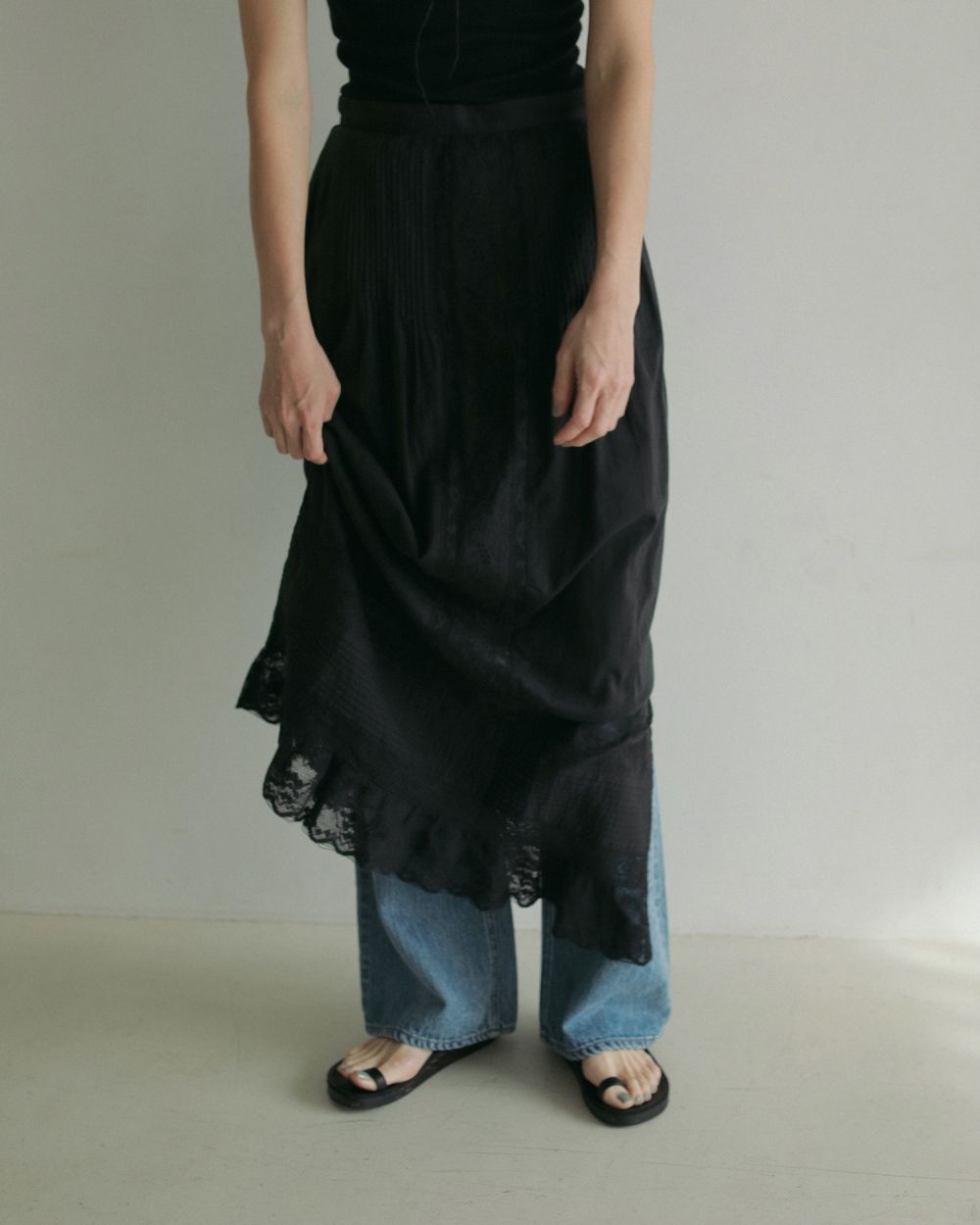 Tuck Lace Skirt Tuck Lace Skirt,タックレーススカート,62510803,ボトムス,コットンスカート,ànuke,トアンヌーク,lifes,ライフズ,25ss