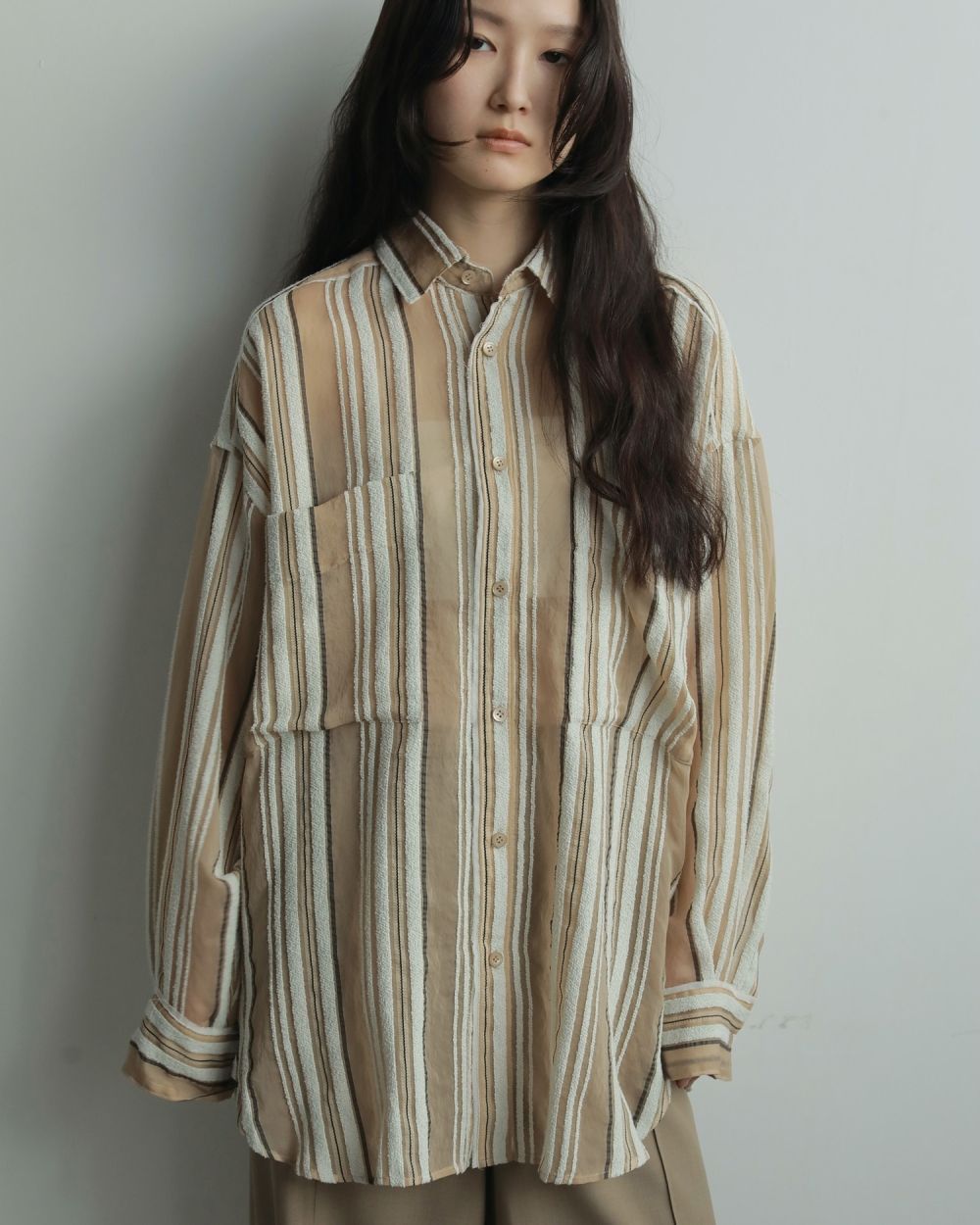 Sheer Stripe Shirts Sheer Stripe Shirts,シアー ストライプ シャツ,62520424,トップス,シャツ,ブラウス,ストライプ,柄,シアー,透け感,ànuke,アンヌーク,lifes,ライフズ,25aw