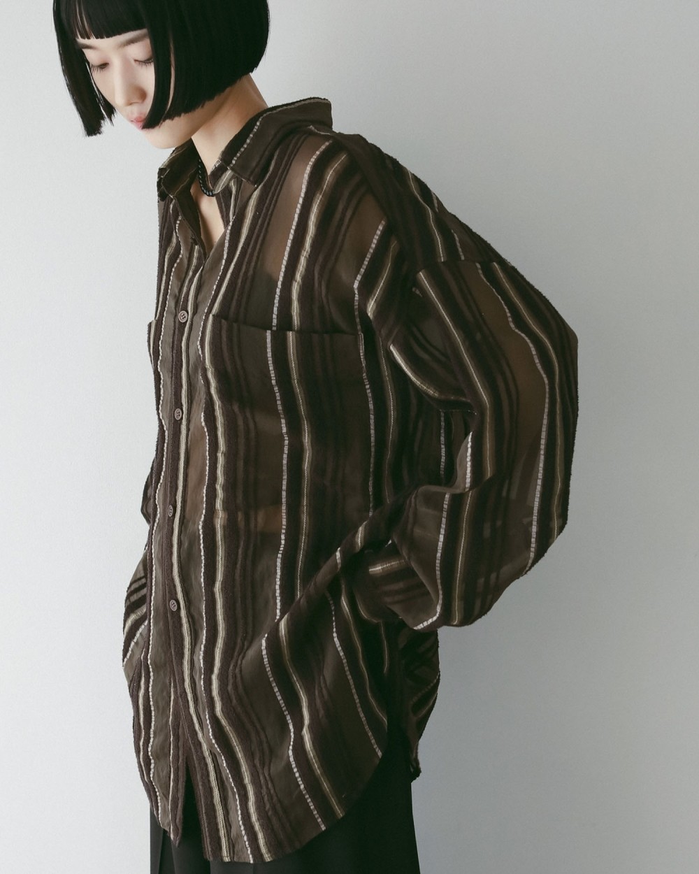 Sheer Stripe Shirts Sheer Stripe Shirts,シアー ストライプ シャツ,62520424,トップス,シャツ,ブラウス,ストライプ,柄,シアー,透け感,ànuke,アンヌーク,lifes,ライフズ,25aw