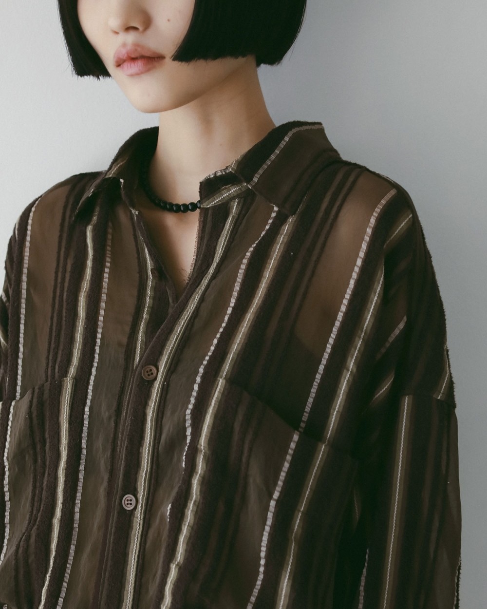 Sheer Stripe Shirts Sheer Stripe Shirts,シアー ストライプ シャツ,62520424,トップス,シャツ,ブラウス,ストライプ,柄,シアー,透け感,ànuke,アンヌーク,lifes,ライフズ,25aw