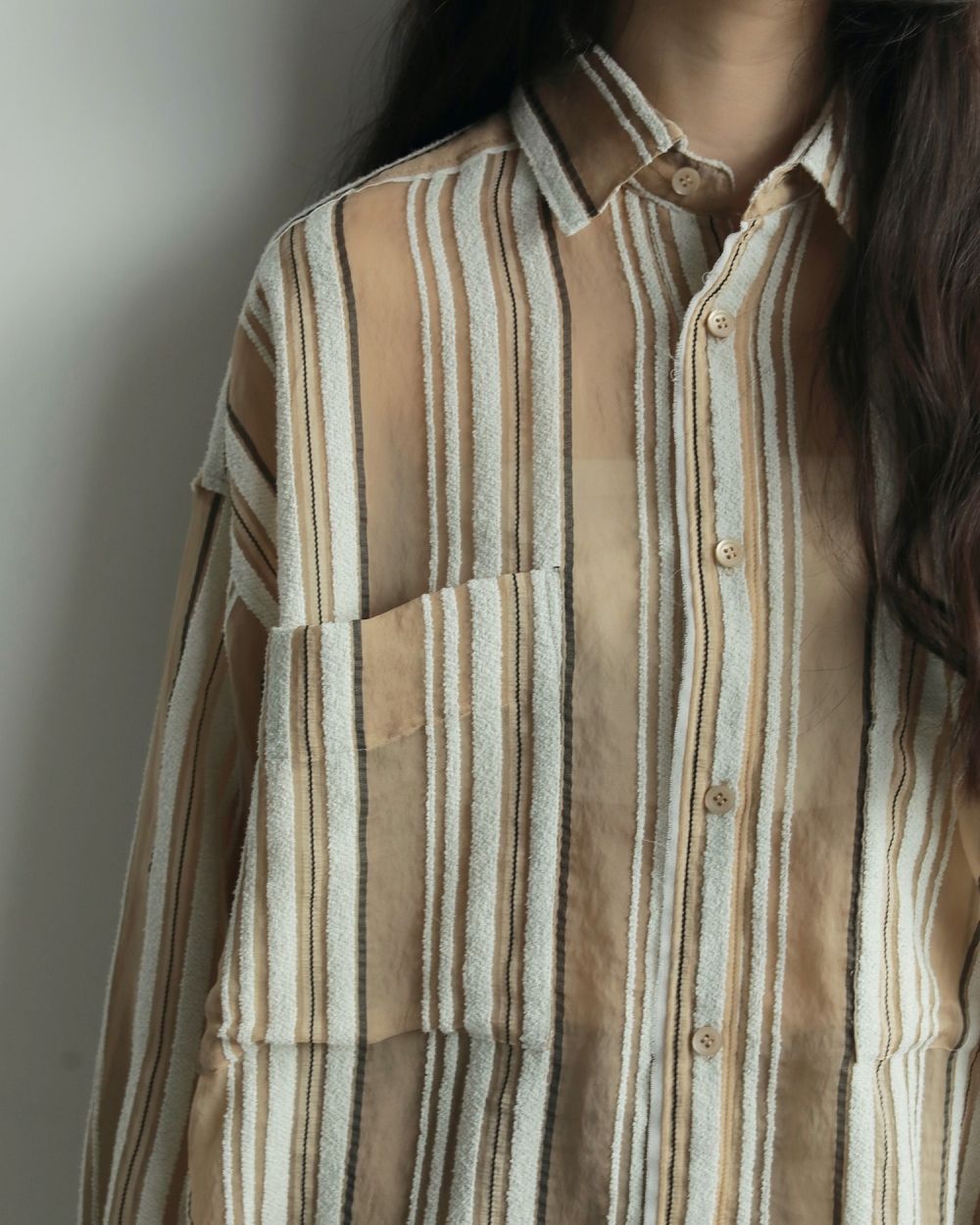 Sheer Stripe Shirts Sheer Stripe Shirts,シアー ストライプ シャツ,62520424,トップス,シャツ,ブラウス,ストライプ,柄,シアー,透け感,ànuke,アンヌーク,lifes,ライフズ,25aw