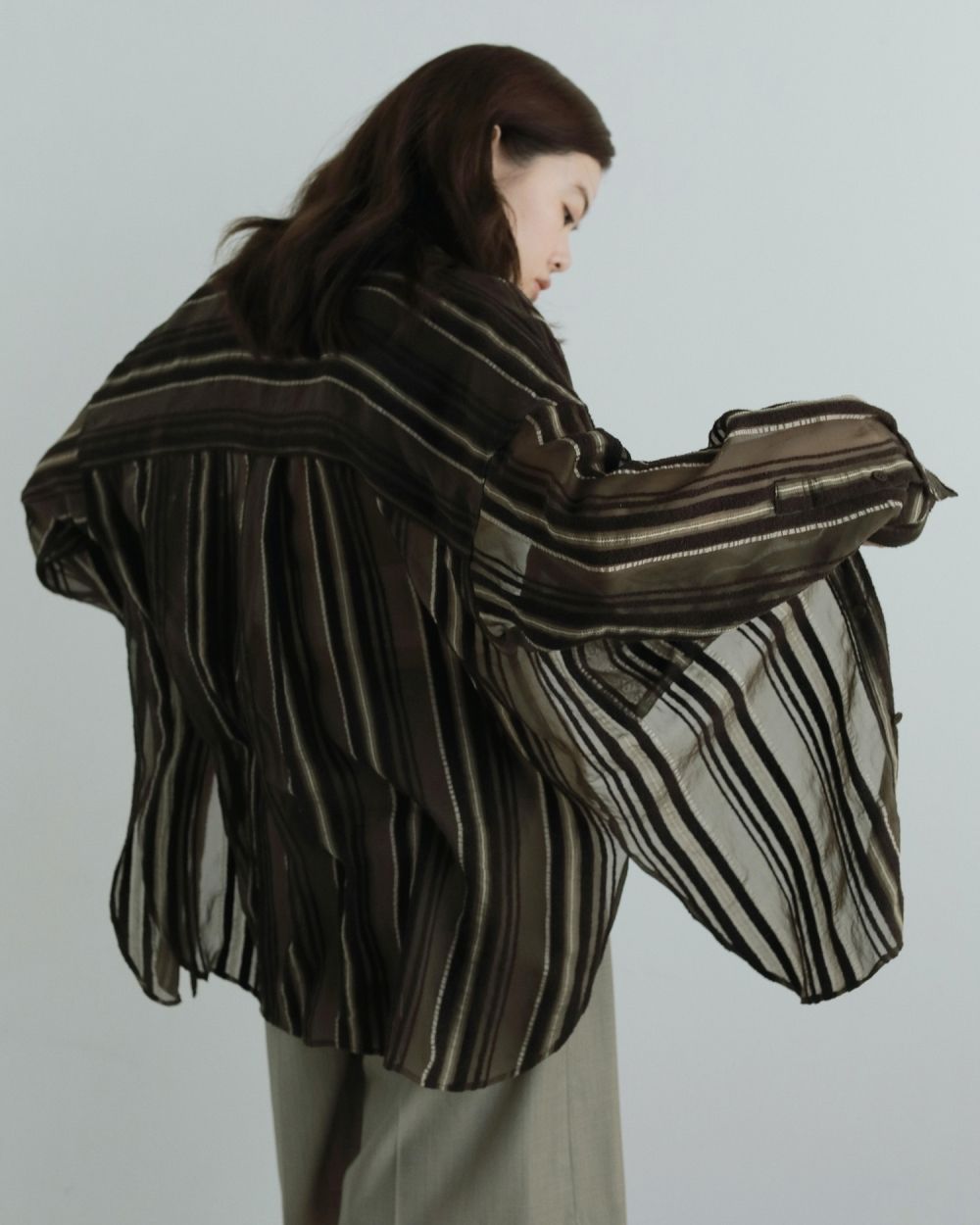 Sheer Stripe Shirts Sheer Stripe Shirts,シアー ストライプ シャツ,62520424,トップス,シャツ,ブラウス,ストライプ,柄,シアー,透け感,ànuke,アンヌーク,lifes,ライフズ,25aw