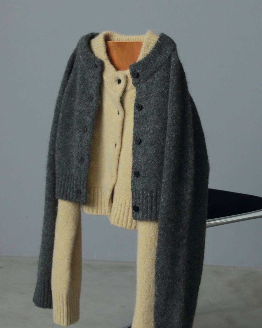 Melange Knit Cardigan Melange Knit Cardigan,メランジ ニット カーディガン,62520531,カーディガン,カーデ,ニット,ニットカーデ,羽織,トップス,ànuke,アンヌーク,lifes,ライフズ,25aw