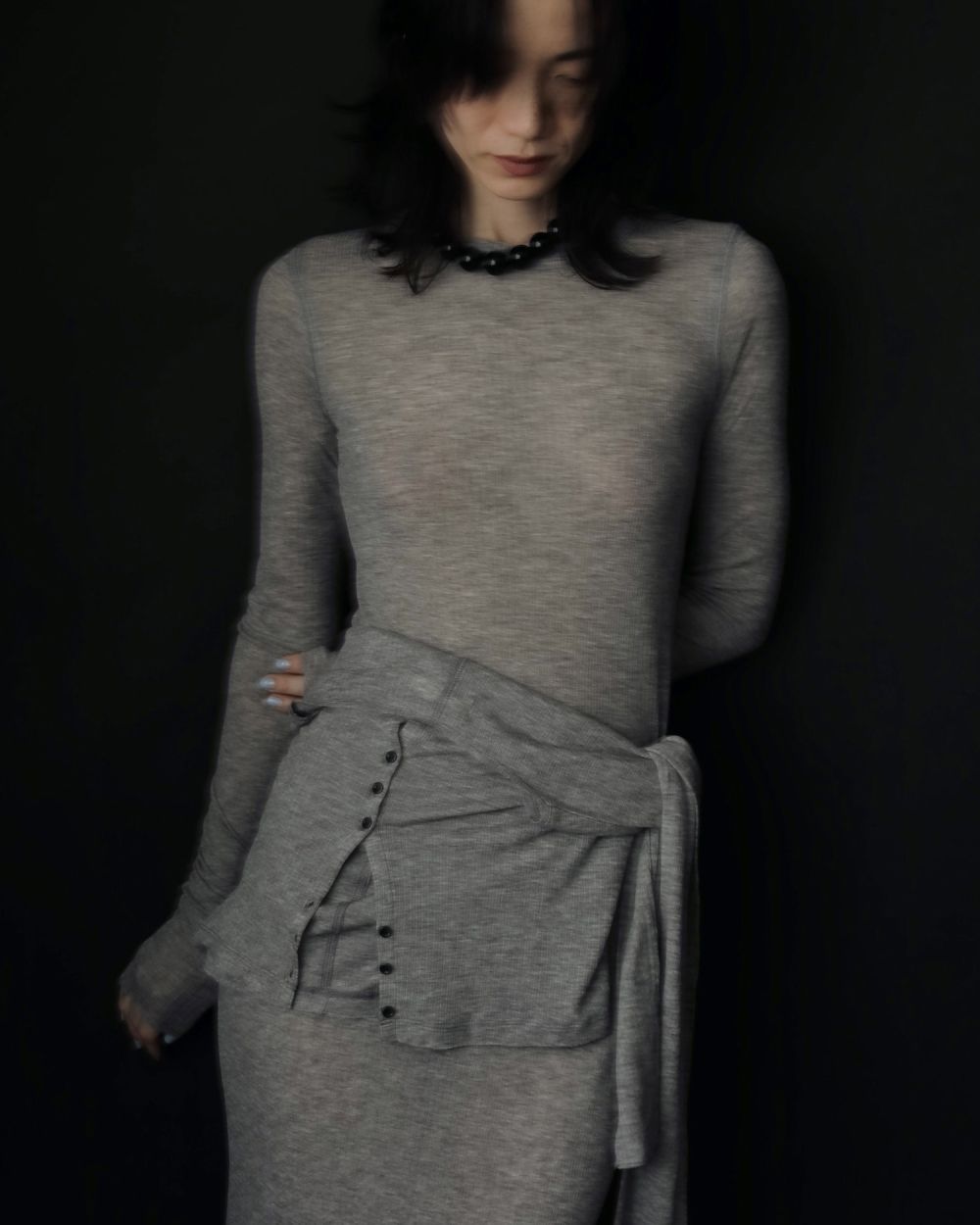 Sheer Rib Cardigan Sheer Rib Cardigan,シアー リブ カーディガン,62520602,カーデ,カーディガン,羽織,透け感,長袖,トップス,ànuke,アンヌーク,lifes,ライフズ,25aw