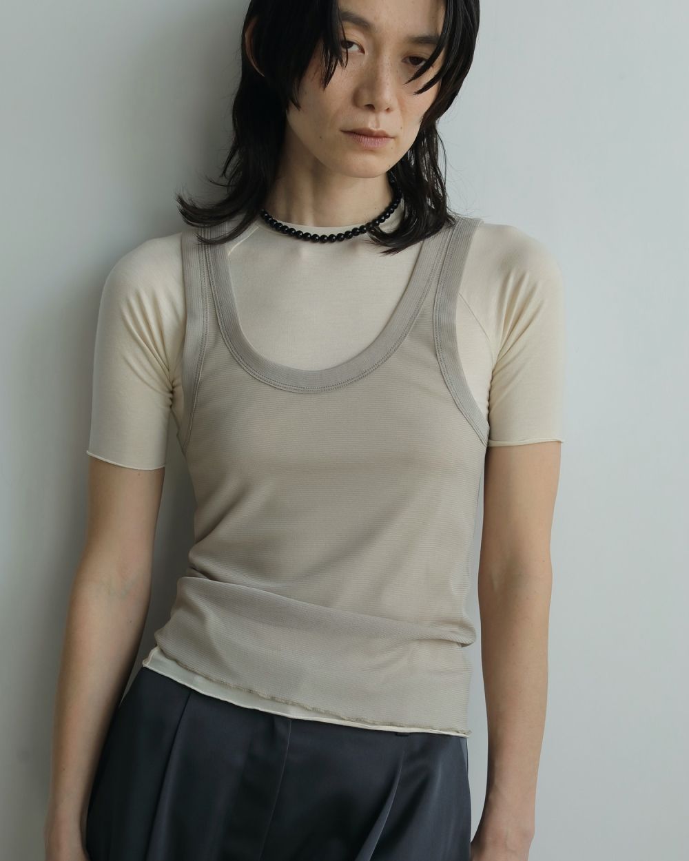 Tulle Tank Top Tulle Tank Top,チュールタンクトップ,62520621,トップス,タンク,タンクトップ,ノースリーブ,ànuke,アンヌーク,lifes,ライフズ,25aw