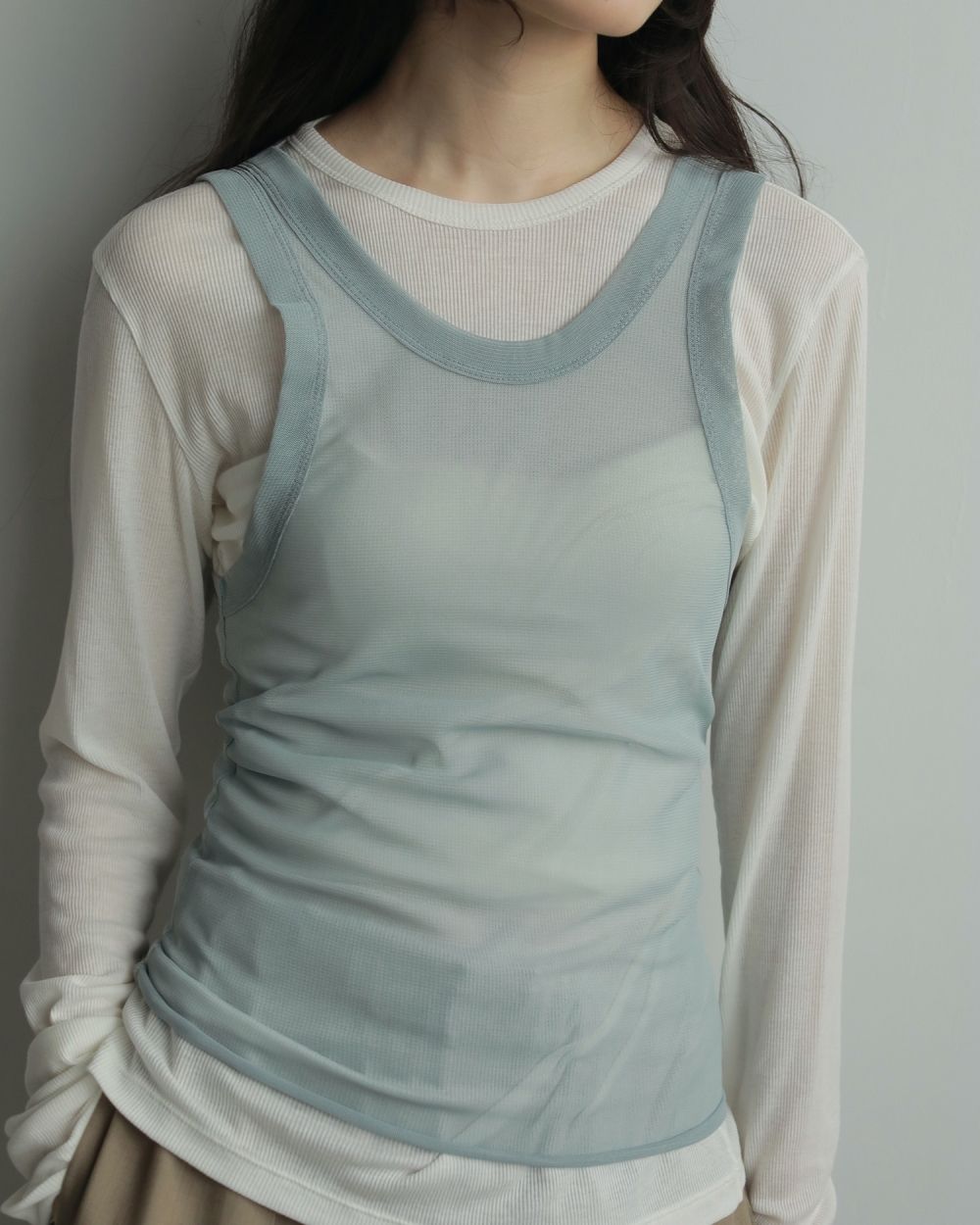 Tulle Tank Top Tulle Tank Top,チュールタンクトップ,62520621,トップス,タンク,タンクトップ,ノースリーブ,ànuke,アンヌーク,lifes,ライフズ,25aw