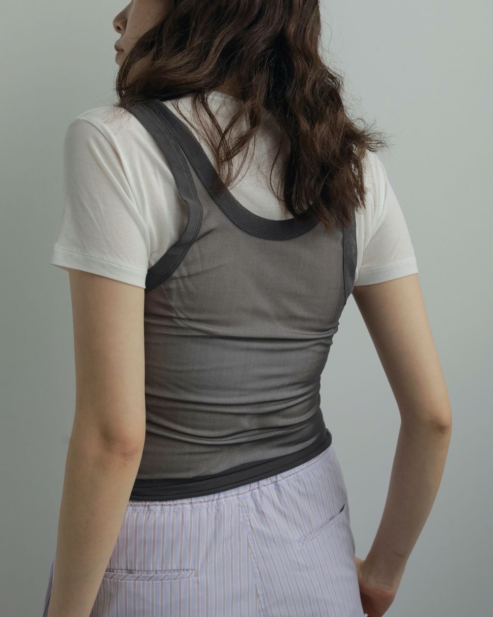 Tulle Tank Top Tulle Tank Top,チュールタンクトップ,62520621,トップス,タンク,タンクトップ,ノースリーブ,ànuke,アンヌーク,lifes,ライフズ,25aw