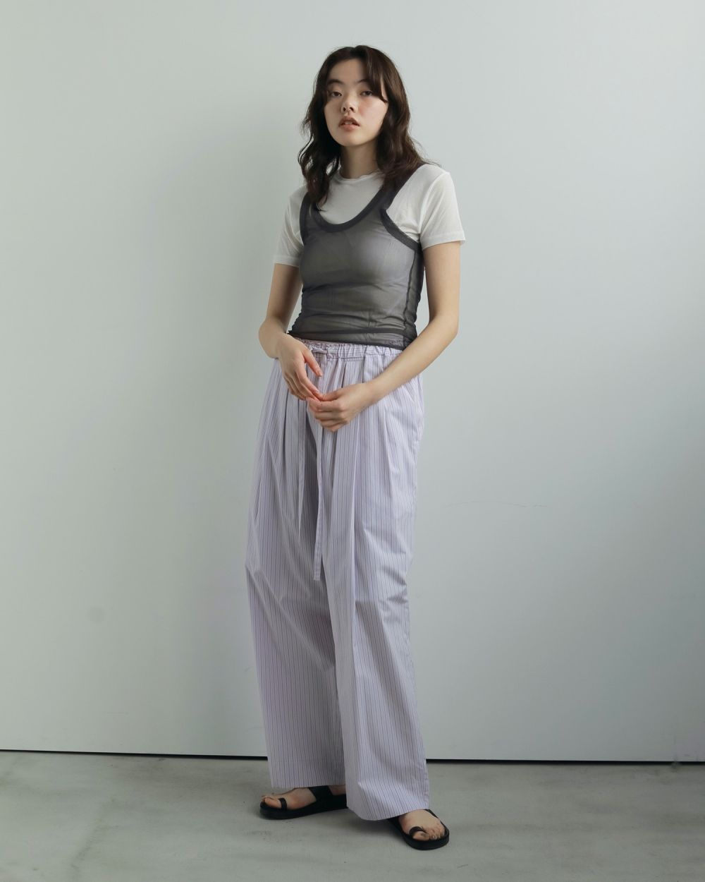 Stripe Rough Pants Stripe Rough Pants,ストライプラフパンツ,62520715,ボトム,パンツ,ストライプ素材,イージーパンツ,ànuke,アンヌーク,lifes,ライフズ,25aw