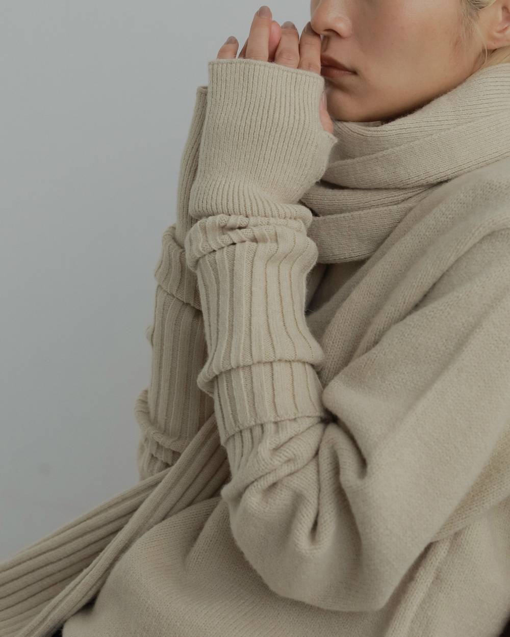 Rib Knit Stole Rib Knit Stole,リブ ニット ストール,62521017,ストール,マフラー,ニットストール,ànuke,アンヌーク,lifes,ライフズ,25aw
