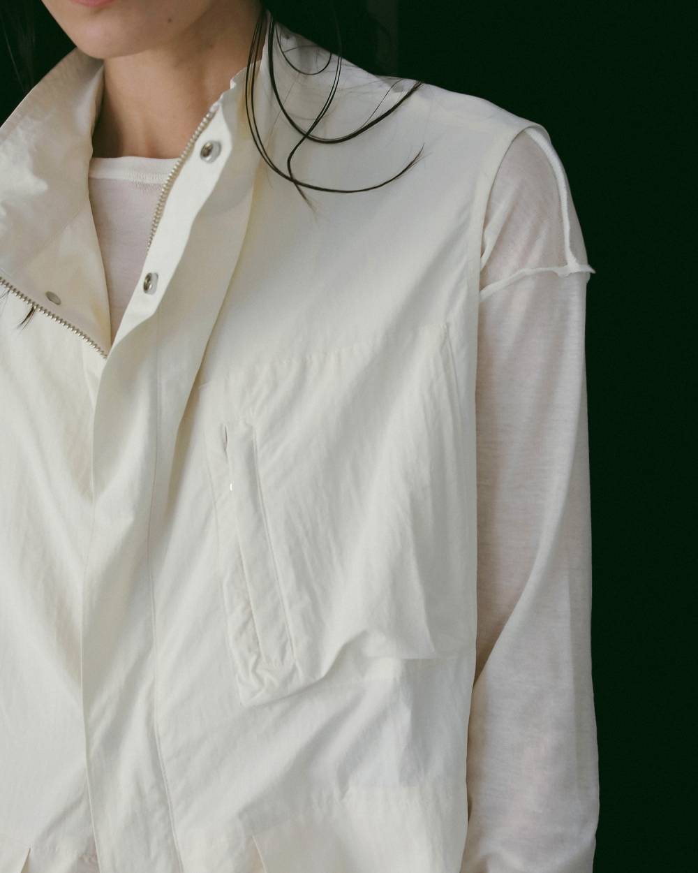 Standcollar Pocket Vest Standcollar Pocket Vest,スタンドカラー ポケット ベスト,62610103,ナイロンベスト,オーバーサイズ,羽織,ベスト,アウター,ジャケット,ànuke,アンヌーク,lifes,ライフズ,26ss