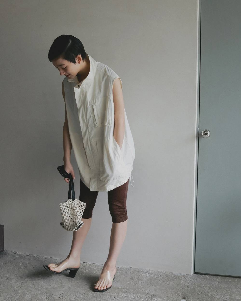 Standcollar Pocket Vest Standcollar Pocket Vest,スタンドカラー ポケット ベスト,62610103,ナイロンベスト,オーバーサイズ,羽織,ベスト,アウター,ジャケット,ànuke,アンヌーク,lifes,ライフズ,26ss