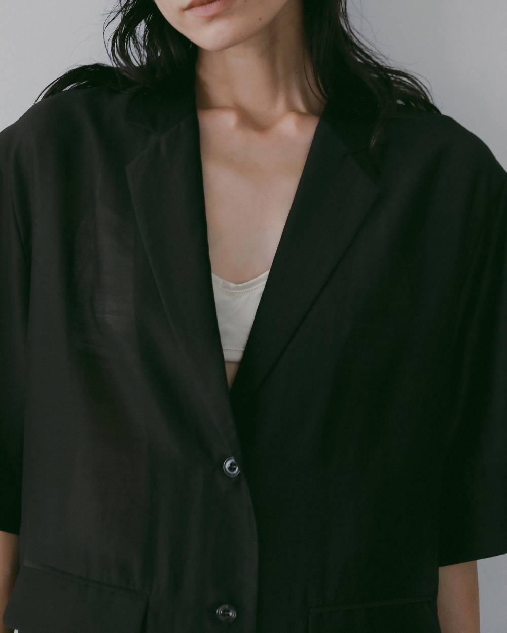 Sheer Halfsleeve Jacket Sheer Halfsleeve Jacket,シアー ハーフスリーブ ジャケット,62610106,ジャケット,アウター,羽織,ハーフスリーブ,テーラードジャケット,シアー,透け感,ànuke,アンヌーク,lifes,ライフズ,26ss