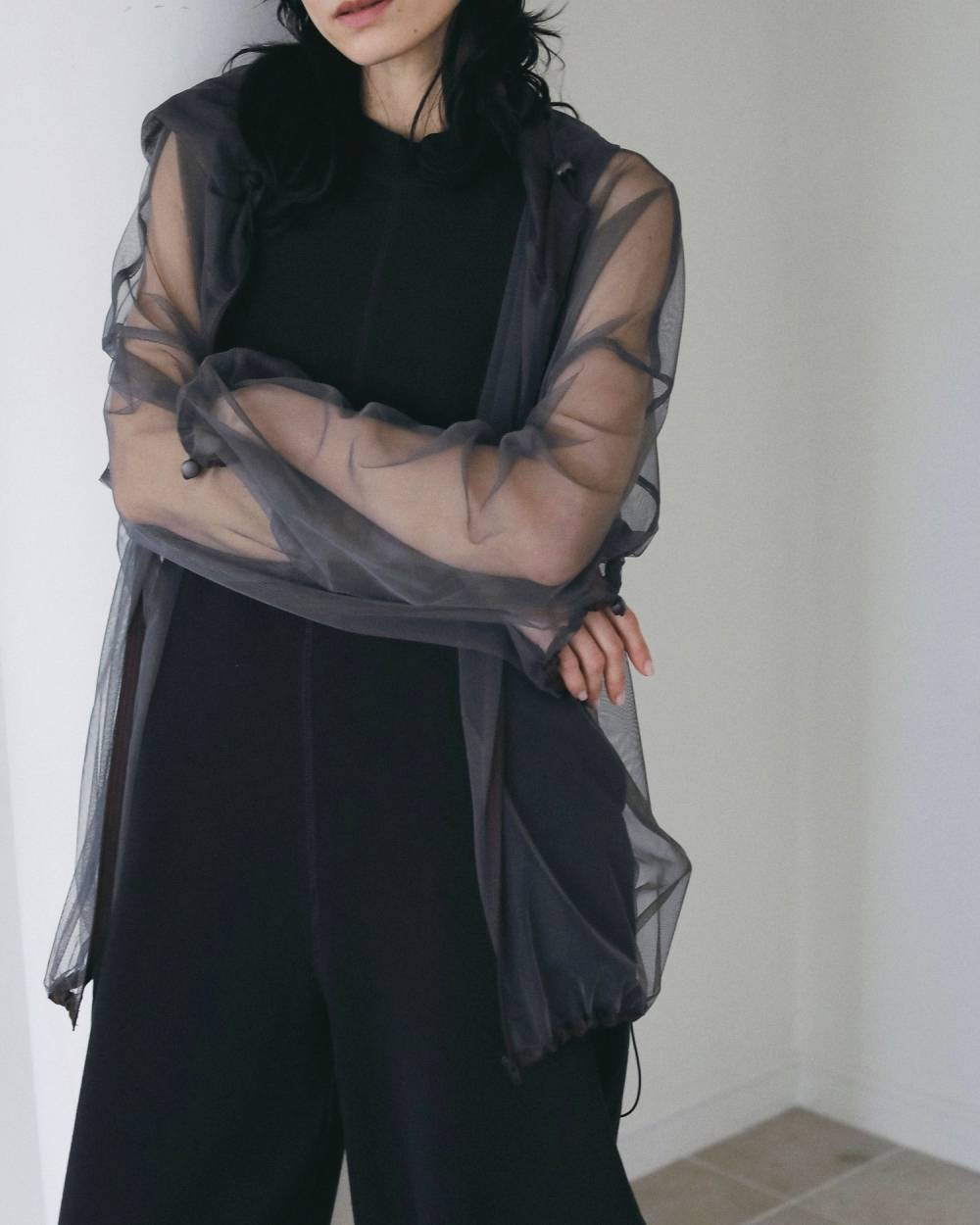 Tulle Zip Blouzon Tulle Zip Blouzon,チュール ジップ ブルゾン,62610201,ブルゾン,アウター,羽織,パーカー,インナー,プルオーバー,チュール素材,オーバーサイズ,ànuke,アンヌーク,lifes,ライフズ,26ss