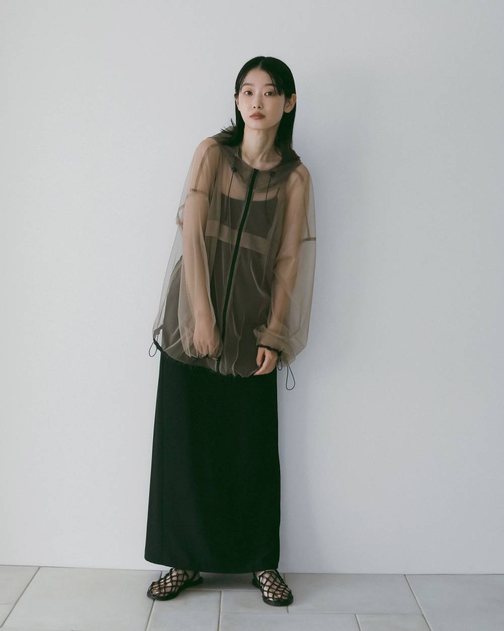 Tulle Zip Blouzon Tulle Zip Blouzon,チュール ジップ ブルゾン,62610201,ブルゾン,アウター,羽織,パーカー,インナー,プルオーバー,チュール素材,オーバーサイズ,ànuke,アンヌーク,lifes,ライフズ,26ss