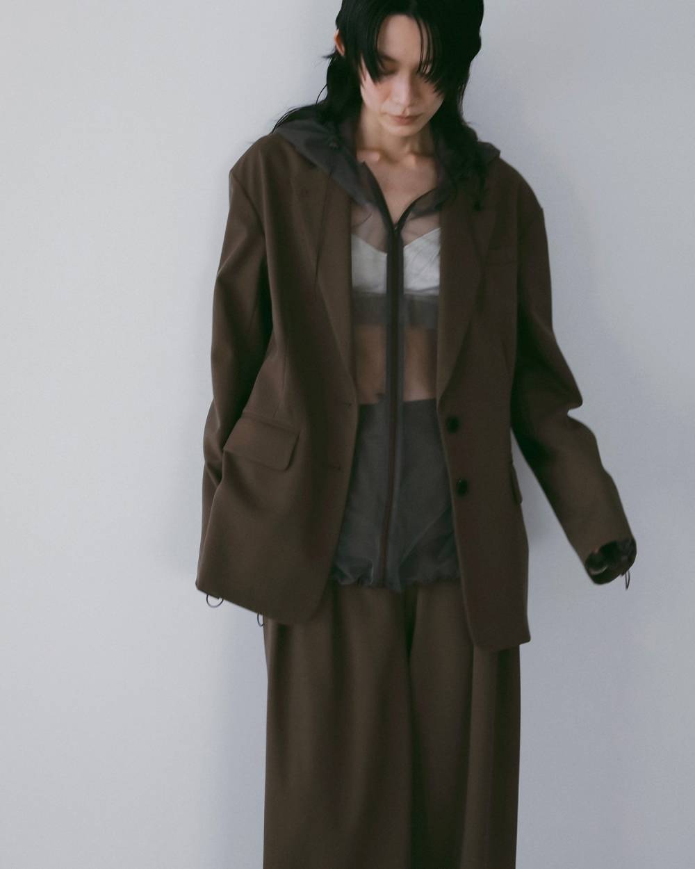 Tulle Zip Blouzon Tulle Zip Blouzon,チュール ジップ ブルゾン,62610201,ブルゾン,アウター,羽織,パーカー,インナー,プルオーバー,チュール素材,オーバーサイズ,ànuke,アンヌーク,lifes,ライフズ,26ss