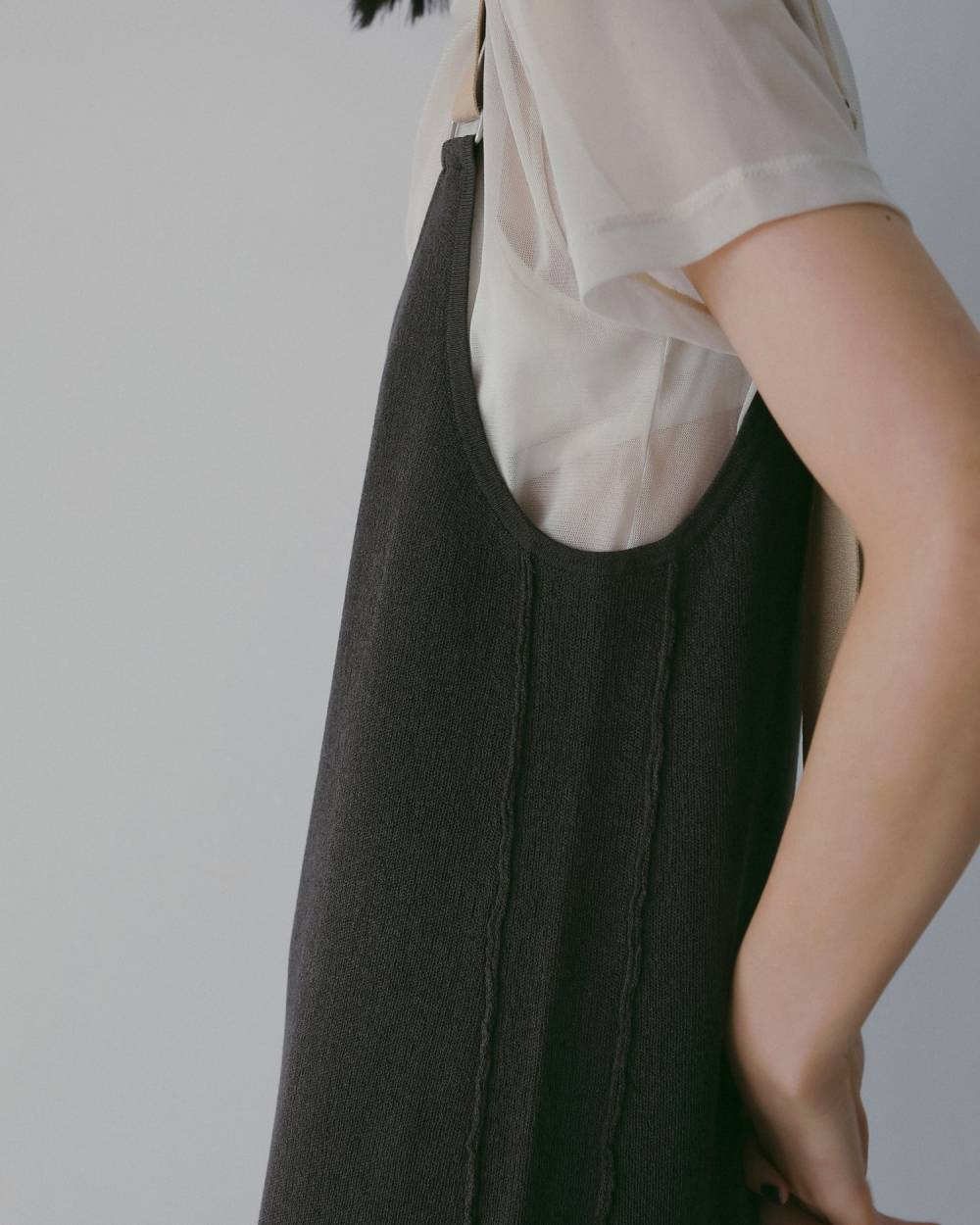 Salopette Knit Onepiece Salopette Knit Onepiece,サロペット ニット ワンピース,62610303,サロペット,ワンピース,ニットワンピ,ànuke,アンヌーク,lifes,ライフズ,26ss