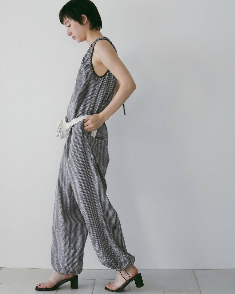 Uneck Check Combinaison Uneck Check Combinaison,Uネック チェック コンビネゾン,62610309,コンビネゾン,ワンピ,ワンピース,ドレス,チェック柄,サッカー素材,Uネック,ànuke,アンヌーク,lifes,ライフズ,26ss