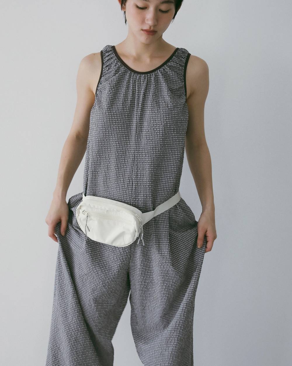 Uneck Check Combinaison Uneck Check Combinaison,Uネック チェック コンビネゾン,62610309,コンビネゾン,ワンピ,ワンピース,ドレス,チェック柄,サッカー素材,Uネック,ànuke,アンヌーク,lifes,ライフズ,26ss