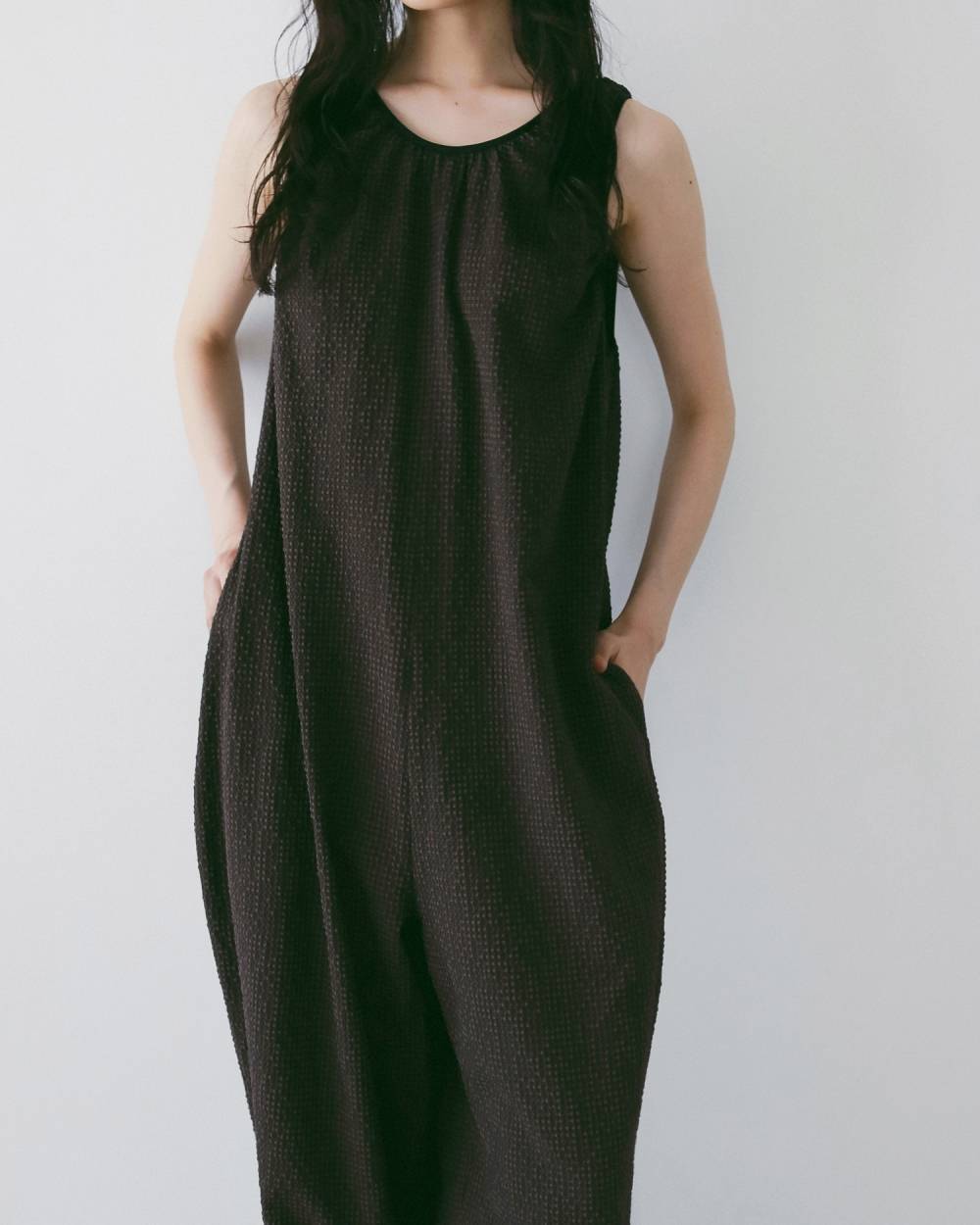 Uneck Check Combinaison Uneck Check Combinaison,Uネック チェック コンビネゾン,62610309,コンビネゾン,ワンピ,ワンピース,ドレス,チェック柄,サッカー素材,Uネック,ànuke,アンヌーク,lifes,ライフズ,26ss