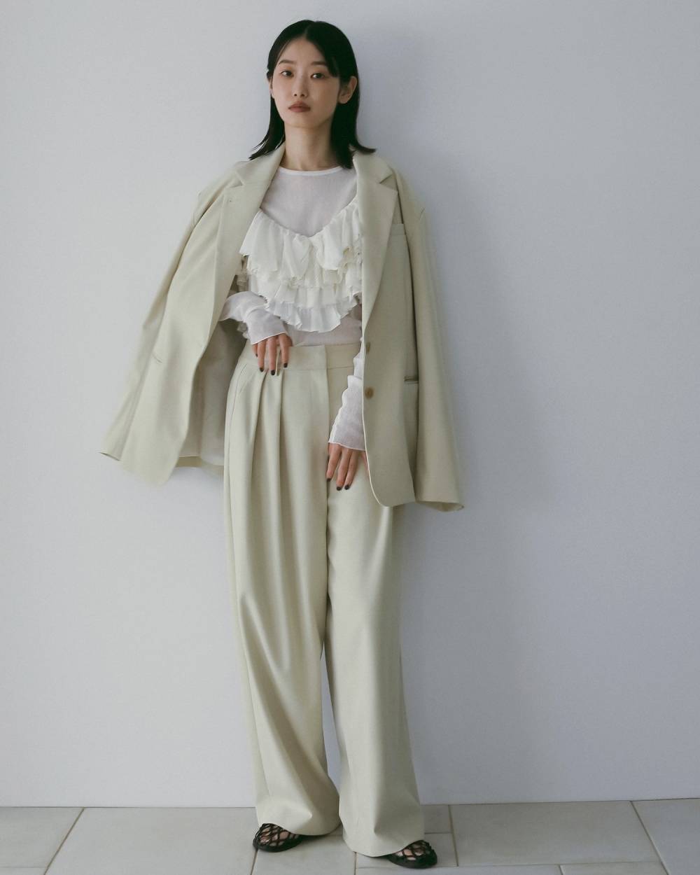 Mesh Frill Camisole Mesh Frill Camisole,メッシュ フリル キャミソール,62610402,キャミソール,トップス,レイヤード,キャミ,フリル,キャミソールトップス,ànuke,アンヌーク,lifes,ライフズ,26ss