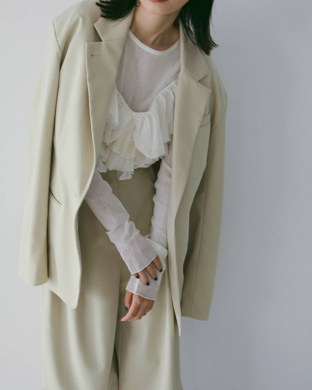 Mesh Frill Camisole Mesh Frill Camisole,メッシュ フリル キャミソール,62610402,キャミソール,トップス,レイヤード,キャミ,フリル,キャミソールトップス,ànuke,アンヌーク,lifes,ライフズ,26ss