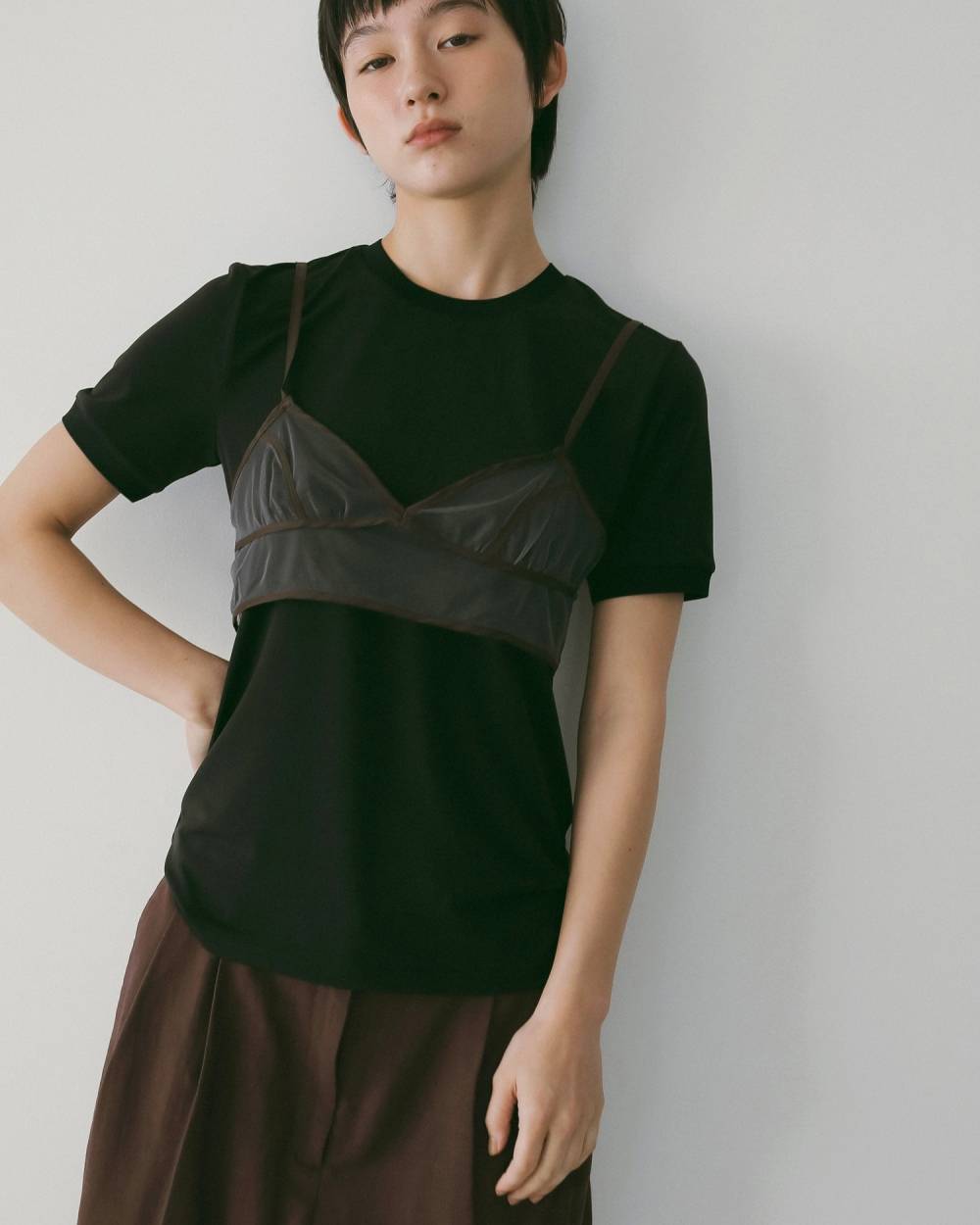 Bicolor Tulle Bratop Bicolor Tulle Bratop,バイカラー チュール ブラトップ,62610406,ブラトップ,トップス,チュール,レイヤード,シアー,透け感,ànuke,アンヌーク,lifes,ライフズ,26ss