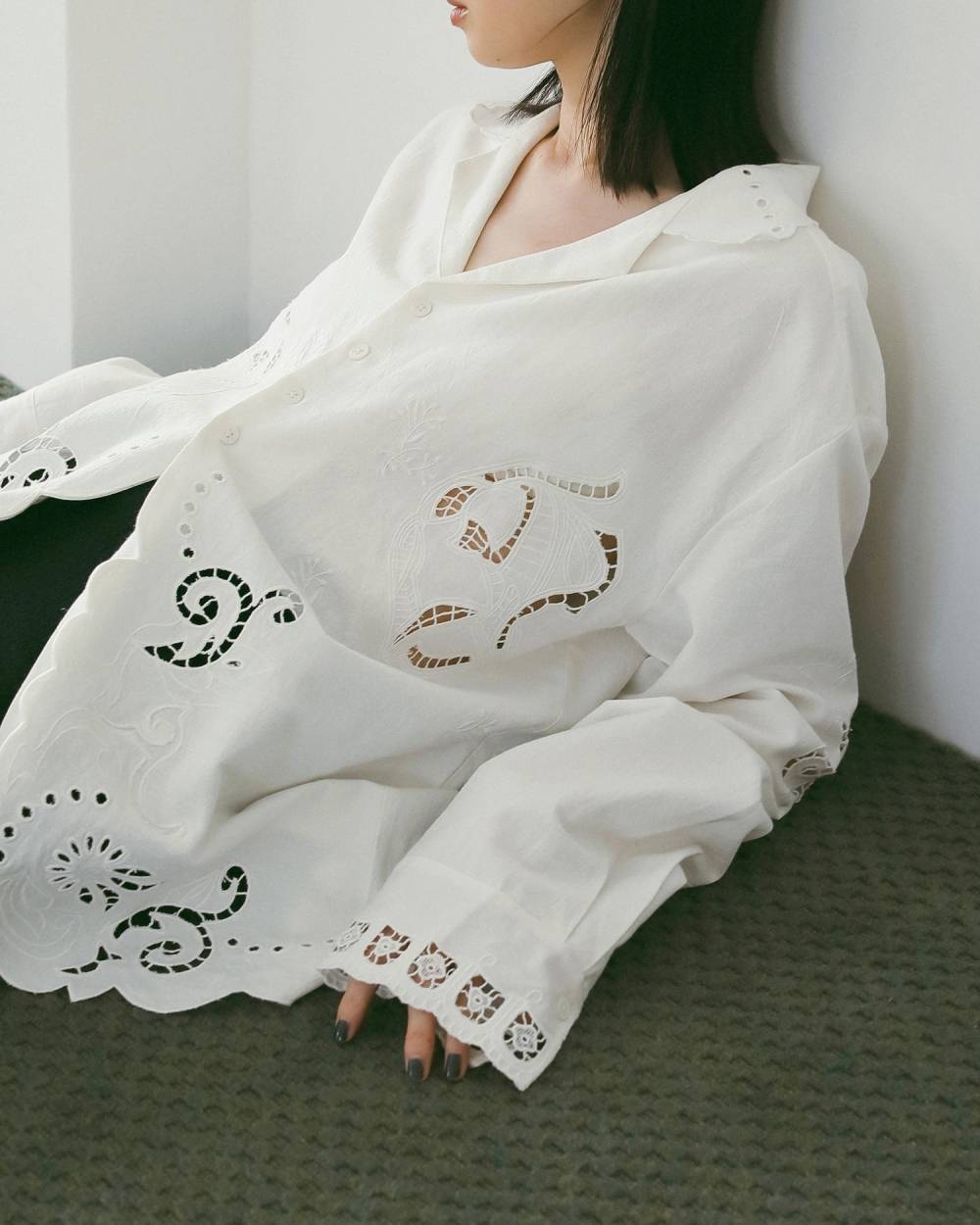 Cutwork Opencollar Shirts Cutwork Opencollar Shirts,カットワーク オープンカラー シャツ,62610418,シャツ,ブラウス,トップス,開襟シャツ,インド製,刺繍,ànuke,アンヌーク,lifes,ライフズ,26ss