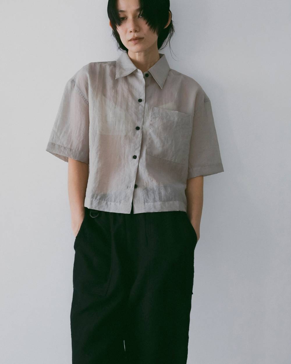 Sheer Halfsleeve Shirts Sheer Halfsleeve Shirts,シアー ハーフスリーブ シャツ,62610420,トップス,シャツ,羽織,ブラウス,透け感,シアー,コンパクト,ànuke,アンヌーク,lifes,ライフズ,26ss