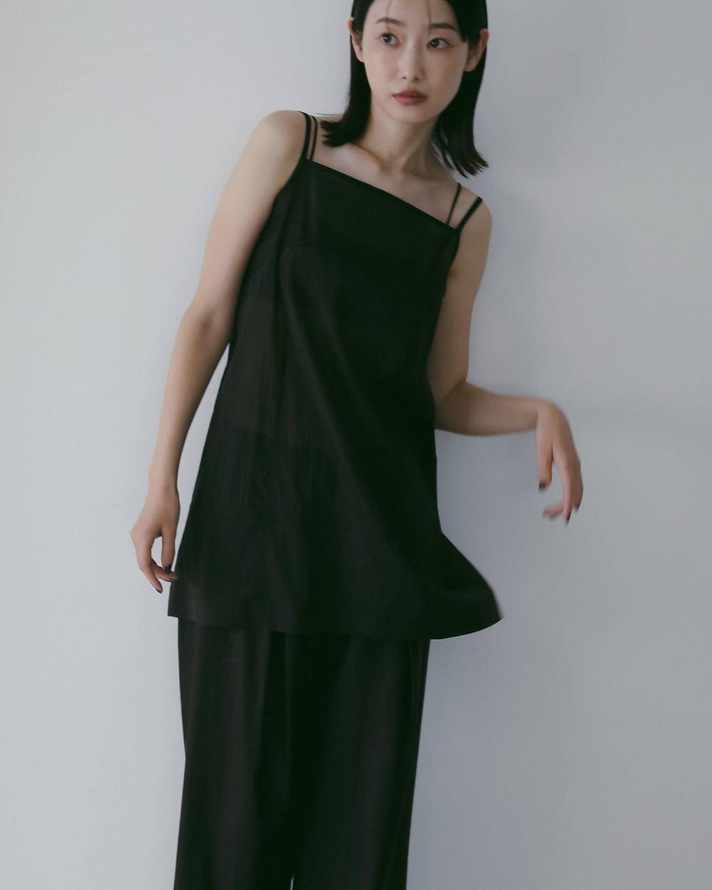 Sheer Panel Longcamisole Sheer Panel Longcamisole,シアー パネル ロングキャミソール,62610421,キャミソール,キャミ,シアー素材,インナー,トップス,ànuke,アンヌーク,lifes,ライフズ,26ss