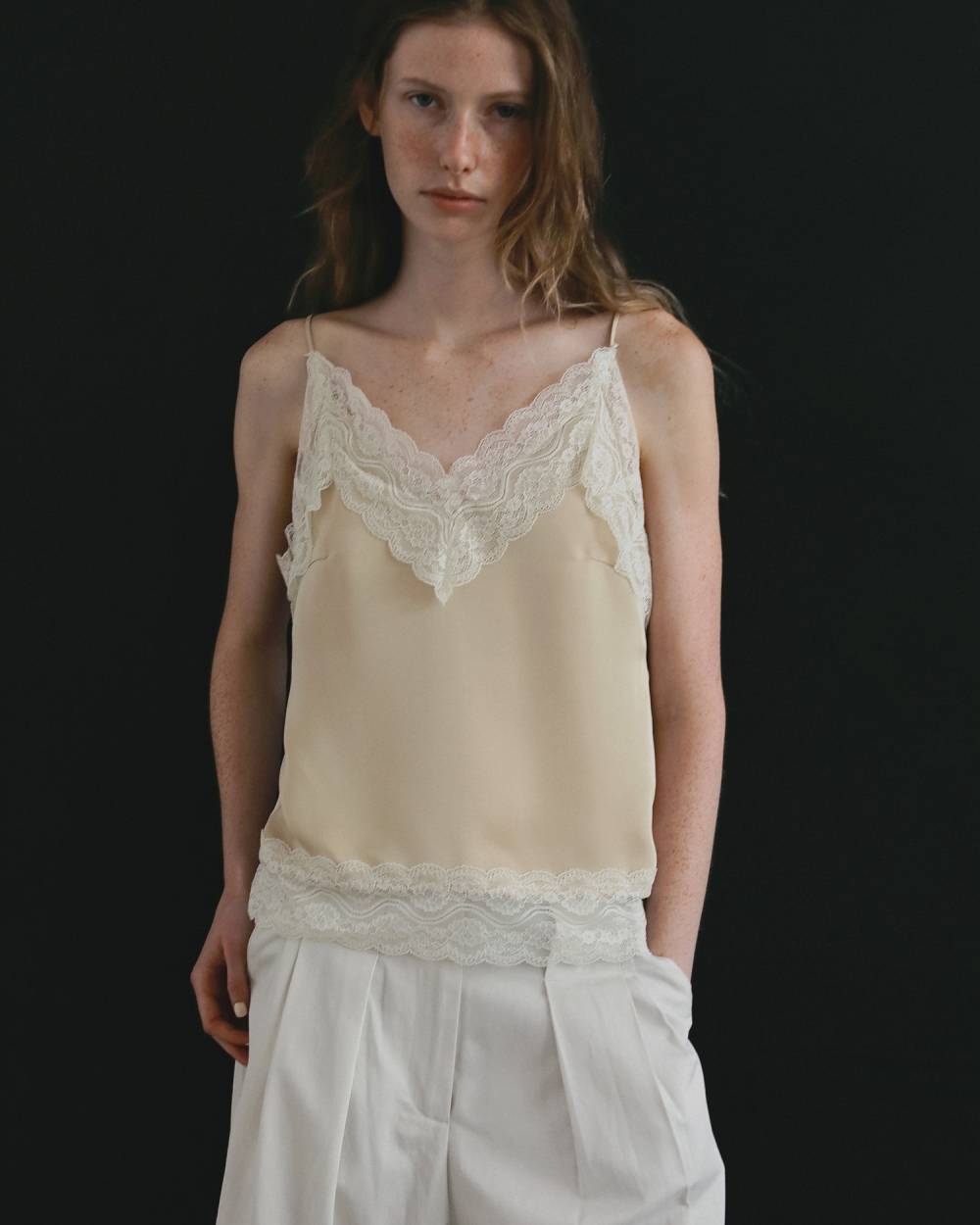 Satin Lace Camisole Satin Lace Camisole,サテン レース キャミソール,62610425,トップス,キャミソール,キャミ,レース,サテン素材,ànuke,アンヌーク,lifes,ライフズ,26ss