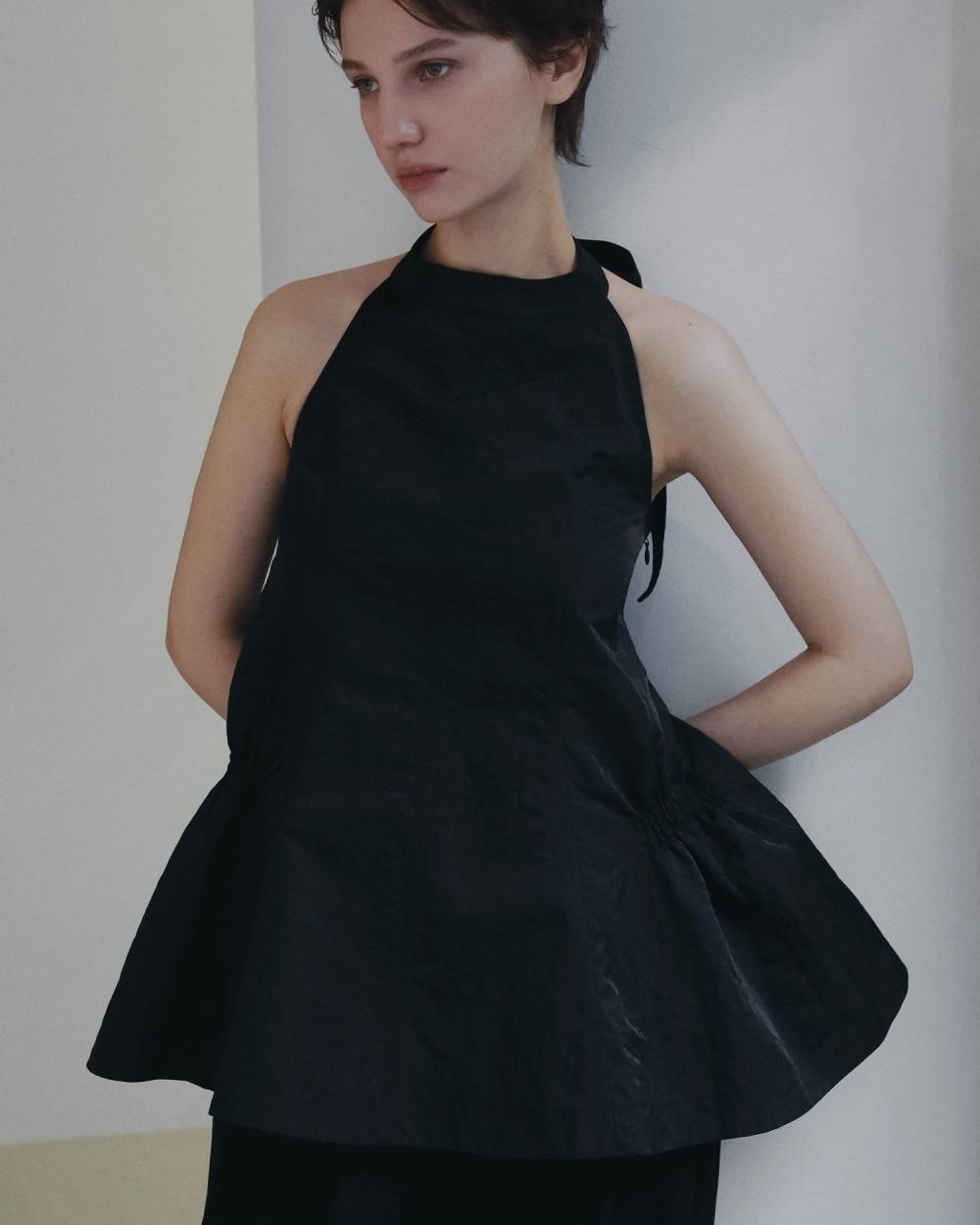 Ribbon Peplum Tops Ribbon Peplum Tops,リボン ペプラム トップス,62610427,トップス,ナイロン素材,ペプラム,ànuke,アンヌーク,lifes,ライフズ,26ss,26fall,26aw