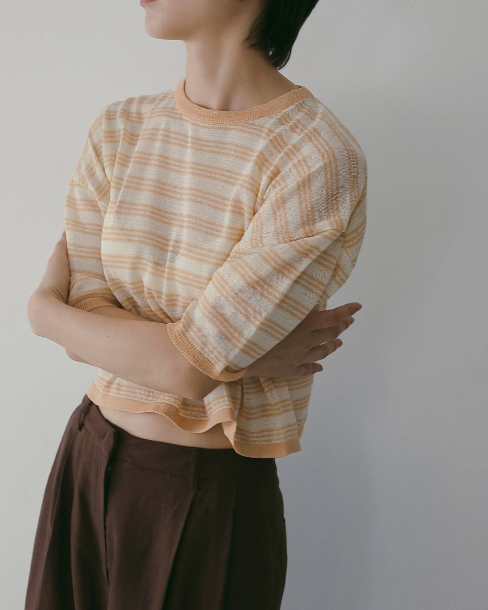 Sheer Border Knit Sheer Border Knit,シアー ボーダー ニット,62610503,トップス,ニット,ニットトップス,シアーボーダーニット,ボーダー,柄,透け感,シアー,コンパクト,ànuke,アンヌーク,lifes,ライフズ,26ss