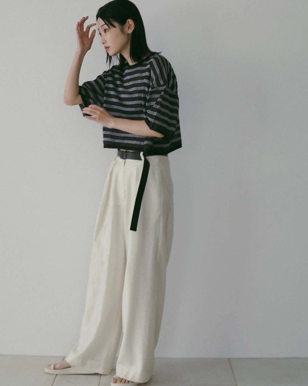 Sheer Border Knit Sheer Border Knit,シアー ボーダー ニット,62610503,トップス,ニット,ニットトップス,シアーボーダーニット,ボーダー,柄,透け感,シアー,コンパクト,ànuke,アンヌーク,lifes,ライフズ,26ss