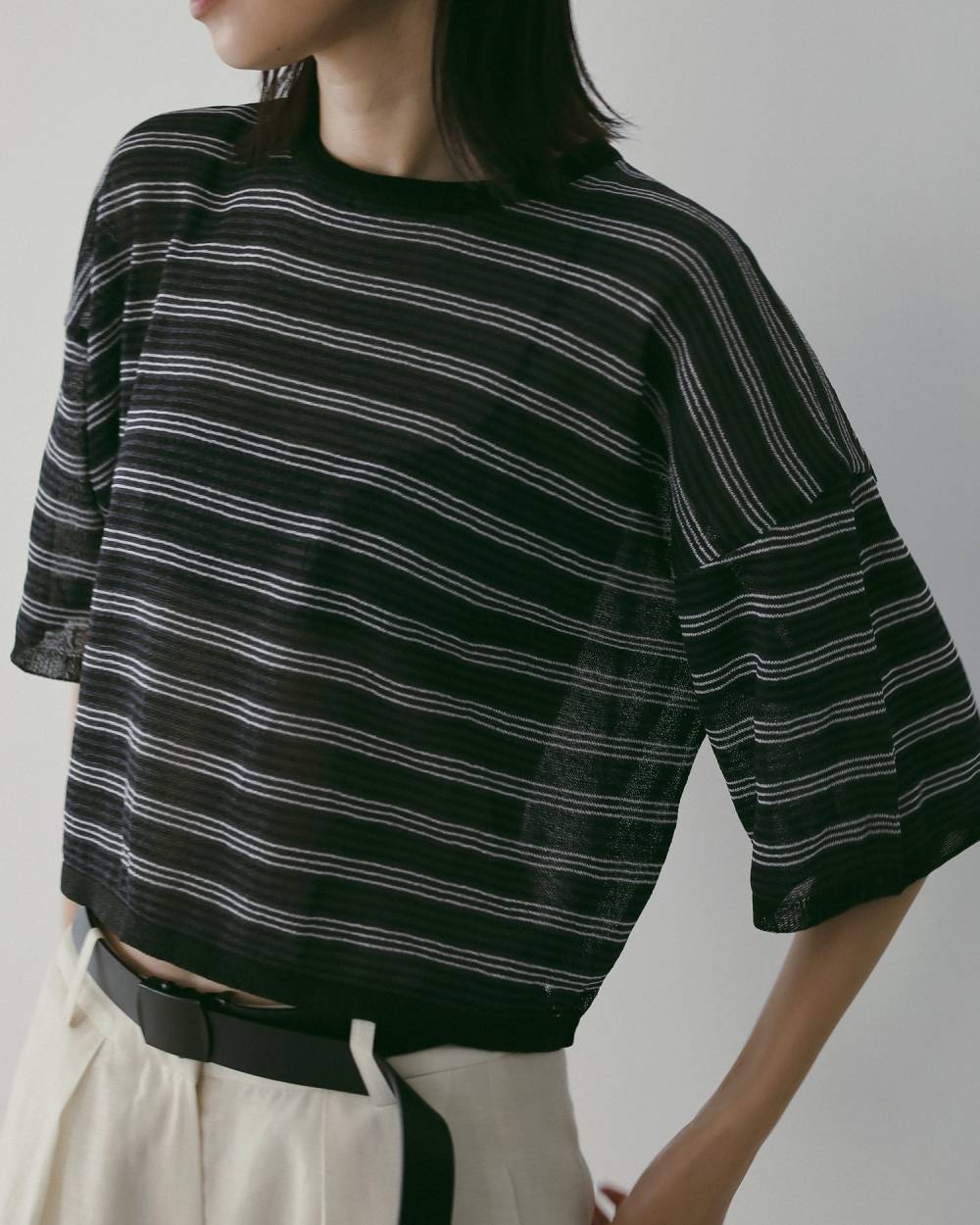 Sheer Border Knit Sheer Border Knit,シアー ボーダー ニット,62610503,トップス,ニット,ニットトップス,シアーボーダーニット,ボーダー,柄,透け感,シアー,コンパクト,ànuke,アンヌーク,lifes,ライフズ,26ss