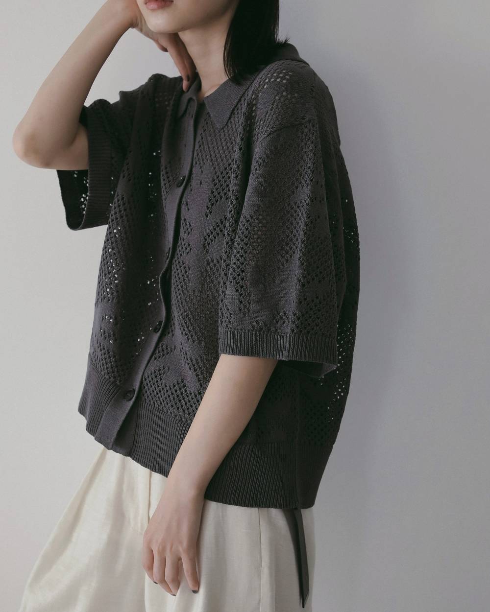 Mesh Pattern Knit Mesh Pattern Knit,メッシュ パターン ニット,62610505,トップス,ニット,ポロニット,ニットトップス,メッシュ,プルオーバー,ànuke,アンヌーク,lifes,ライフズ,26ss