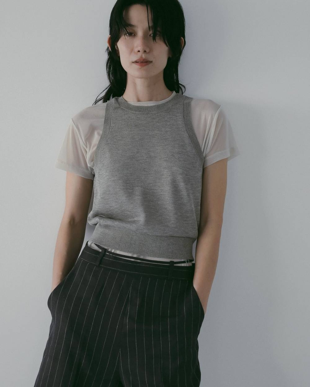 Highgauge Sheer Tanktop Highgauge Sheer Tanktop,ハイゲージ シアー タンクトップ,62610509,タンクトップ,タンク,トップス,ノースリーブ,ノースリ,ニット,ànuke,アンヌーク,lifes,ライフズ,26ss