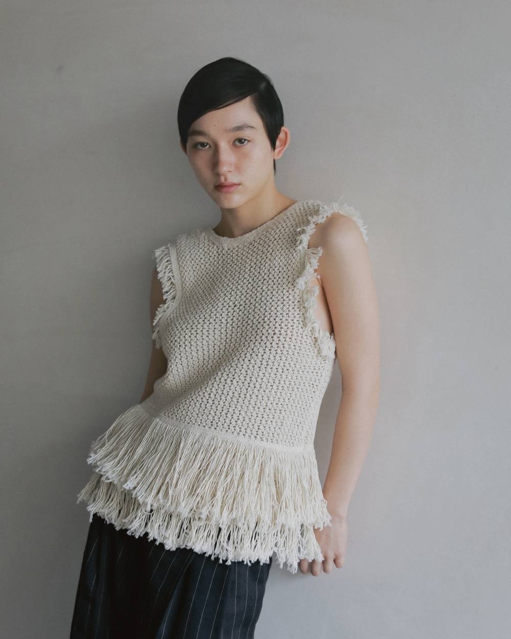 Fringe Knit Tanktop Fringe Knit Tanktop,フリンジ ニット タンクトップ,62610510,タンクトップ,タンク,ニット,トップス,フリンジデザイン,2WAY,ànuke,アンヌーク,lifes,ライフズ,26ss