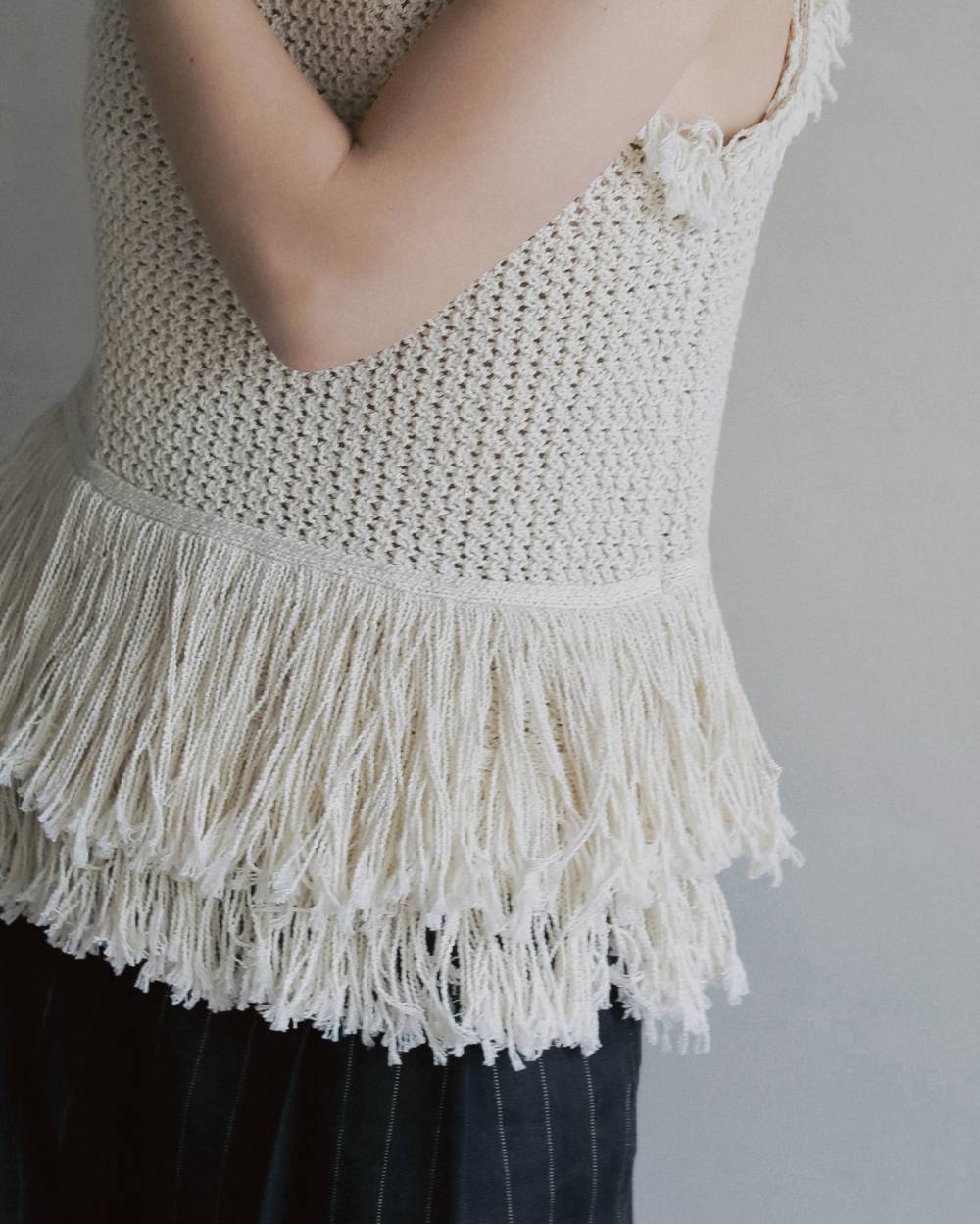 Fringe Knit Tanktop Fringe Knit Tanktop,フリンジ ニット タンクトップ,62610510,タンクトップ,タンク,ニット,トップス,フリンジデザイン,2WAY,ànuke,アンヌーク,lifes,ライフズ,26ss