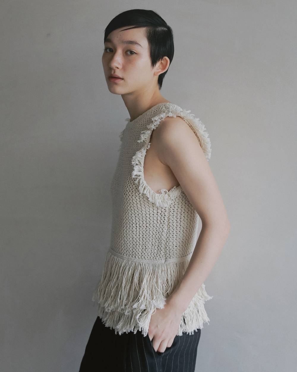 Fringe Knit Tanktop Fringe Knit Tanktop,フリンジ ニット タンクトップ,62610510,タンクトップ,タンク,ニット,トップス,フリンジデザイン,2WAY,ànuke,アンヌーク,lifes,ライフズ,26ss