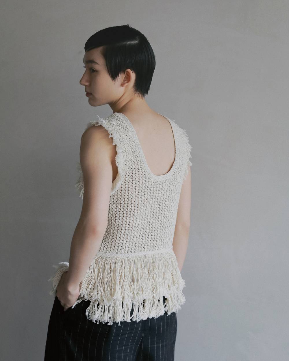 Fringe Knit Tanktop Fringe Knit Tanktop,フリンジ ニット タンクトップ,62610510,タンクトップ,タンク,ニット,トップス,フリンジデザイン,2WAY,ànuke,アンヌーク,lifes,ライフズ,26ss