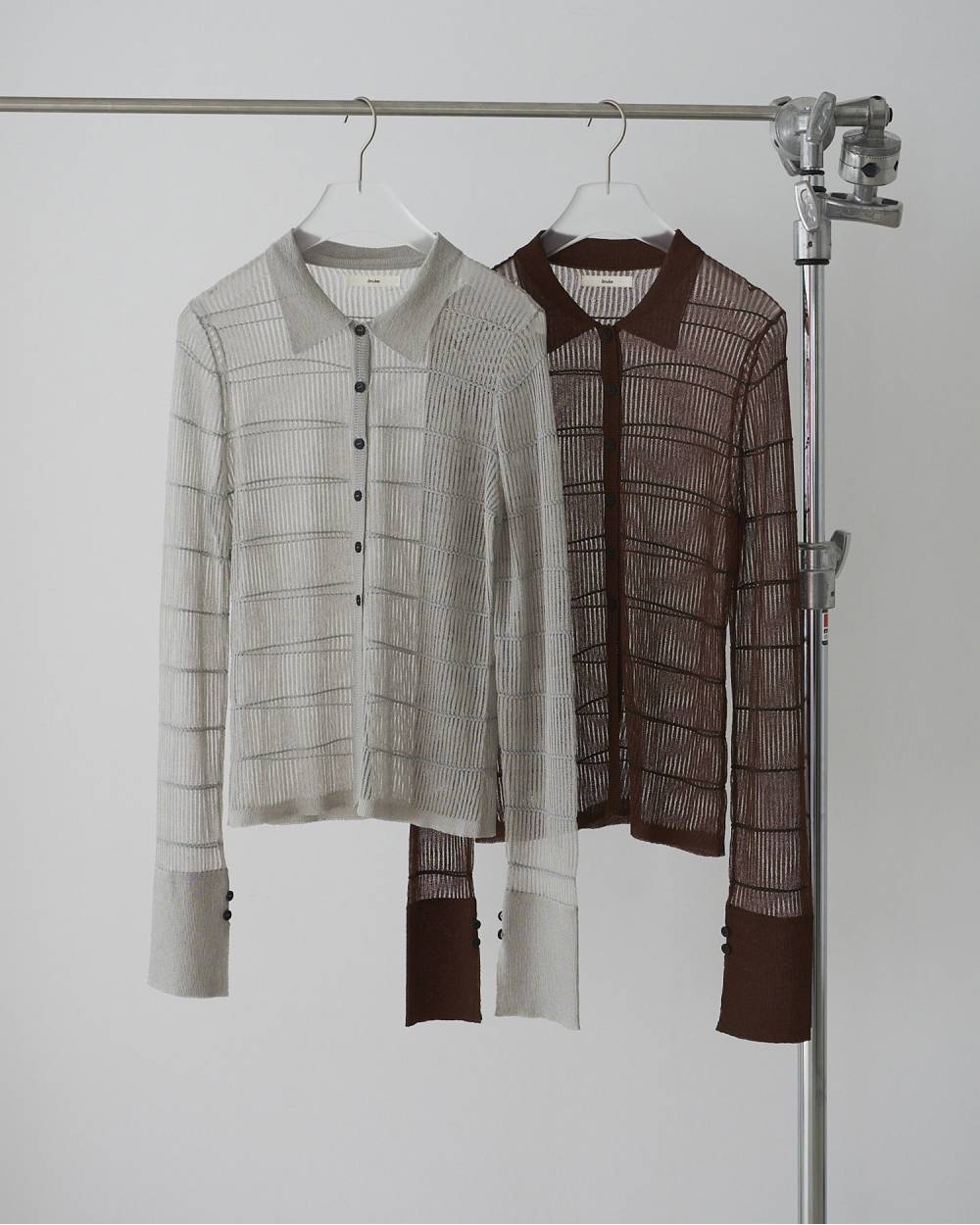 Sheerborder Knit Shirts Sheerborder Knit Shirts,シアーボーダー ニット シャツ,62610513,シャツ,ニット,ニットシャツ,ワイドボーダー柄,トップス,ボーダー,透け感,シアー,ànuke,アンヌーク,lifes,ライフズ,26ss