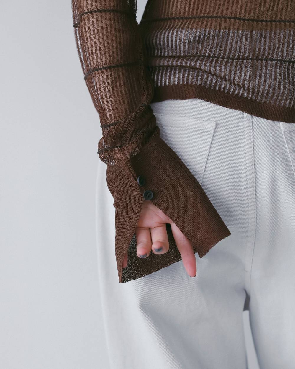 Sheerborder Knit Shirts Sheerborder Knit Shirts,シアーボーダー ニット シャツ,62610513,シャツ,ニット,ニットシャツ,ワイドボーダー柄,トップス,ボーダー,透け感,シアー,ànuke,アンヌーク,lifes,ライフズ,26ss